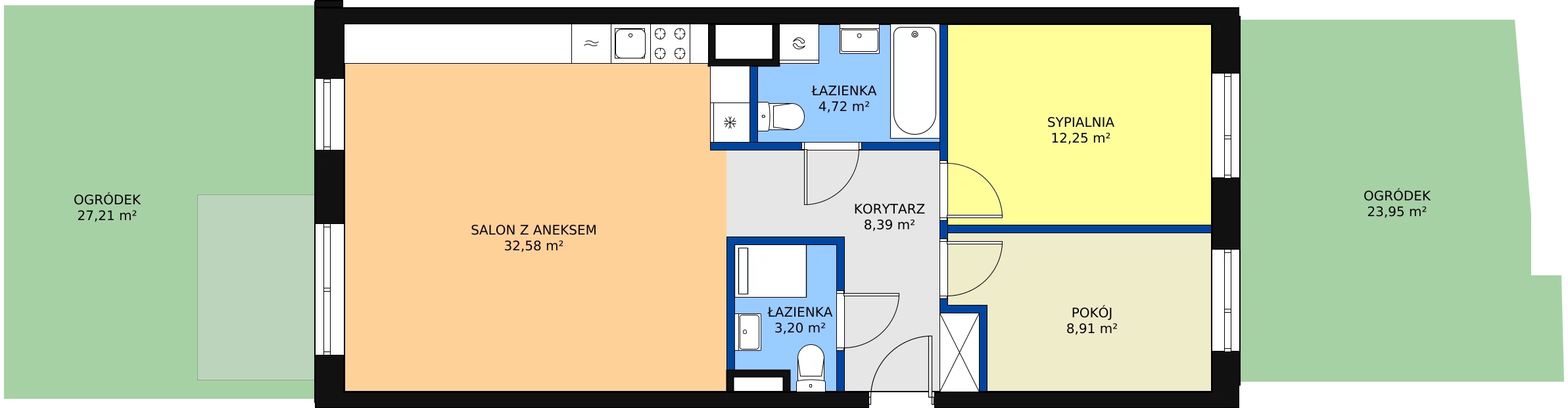 3 pokoje, mieszkanie 70,05 m², parter, oferta nr L1/M100, Osiedle Aurora, Warszawa, Włochy, Raków, ul. Jutrzenki / Wschodu Słońca