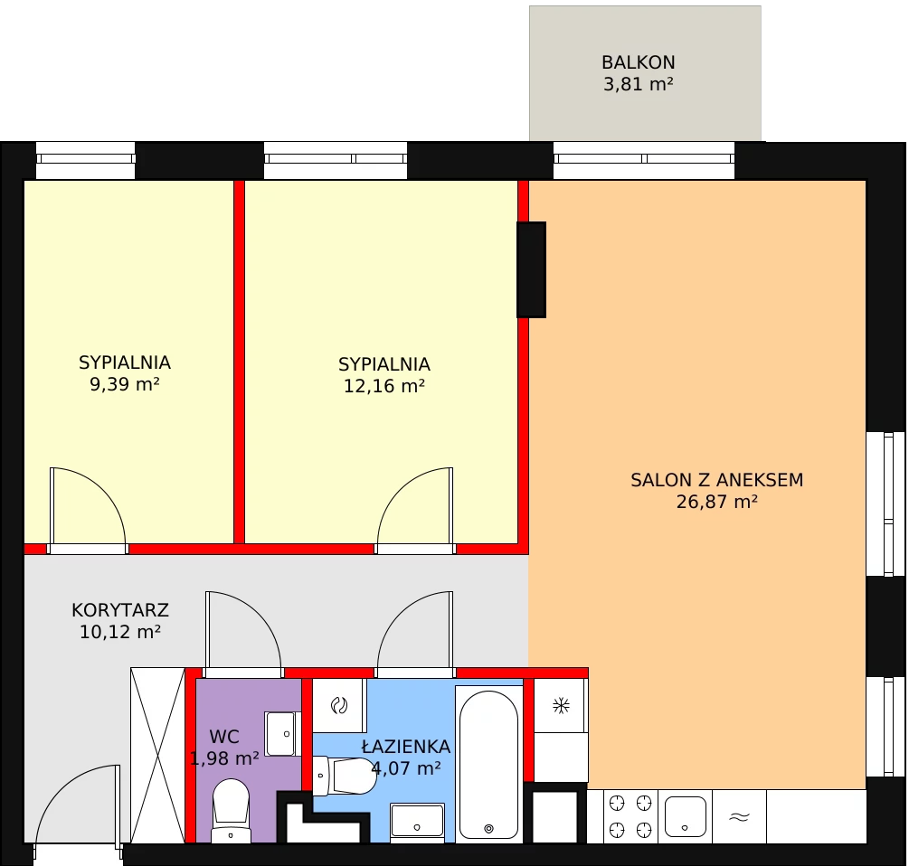 Zalety mieszkania 64.59 m², L1/M112