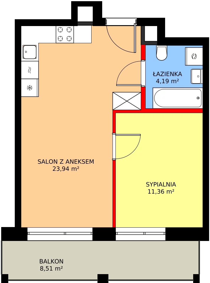2 pokoje, mieszkanie 39,49 m², piętro 2, oferta nr 1/M092, Stalowa Form 43.45, Warszawa, Praga Północ, Nowa Praga, ul. Stalowa