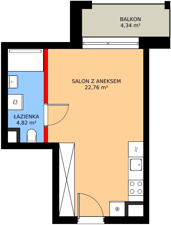 1 pokój, mieszkanie 27,58 m², piętro 1, oferta nr 1/M033, Stalowa Form 43.45, Warszawa, Praga Północ, Nowa Praga, ul. Stalowa