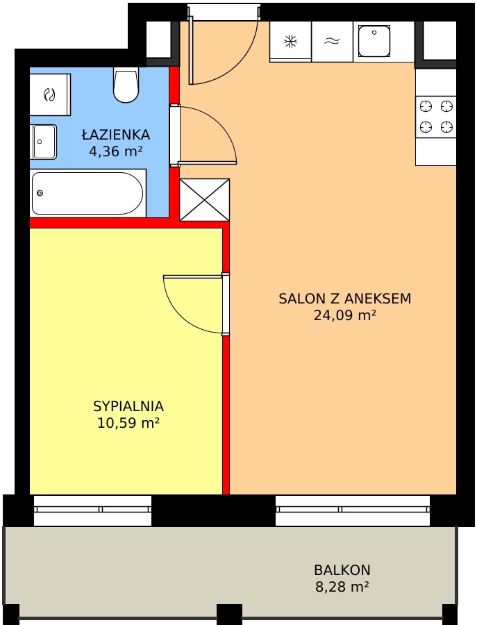 2 pokoje, mieszkanie 39,04 m², piętro 2, oferta nr 1/M091, Stalowa Form 43.45, Warszawa, Praga Północ, Nowa Praga, ul. Stalowa