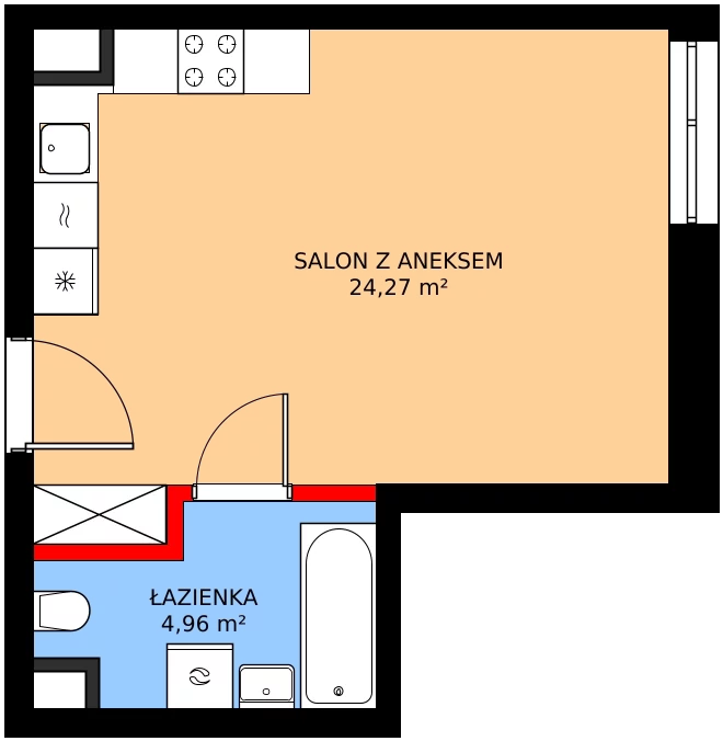 1 pokój, mieszkanie 29,23 m², piętro 1, oferta nr 1/M042, Stalowa Form 43.45, Warszawa, Praga Północ, Nowa Praga, ul. Stalowa