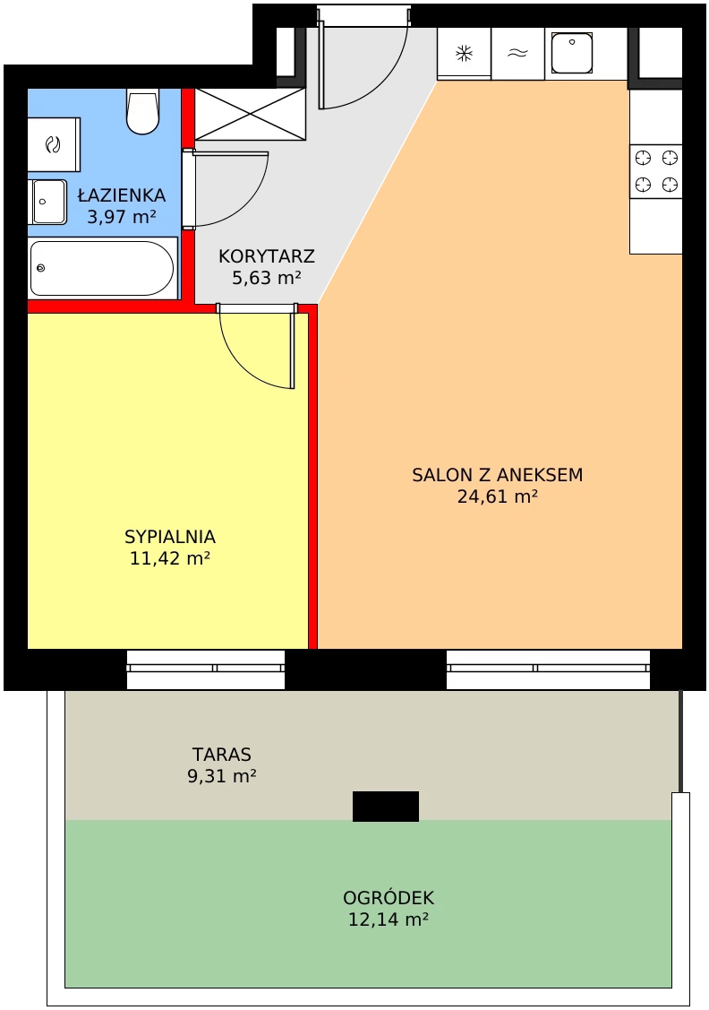 2 pokoje, mieszkanie 45,63 m², parter, oferta nr 1/M085, Stalowa Form 43.45, Warszawa, Praga Północ, Nowa Praga, ul. Stalowa