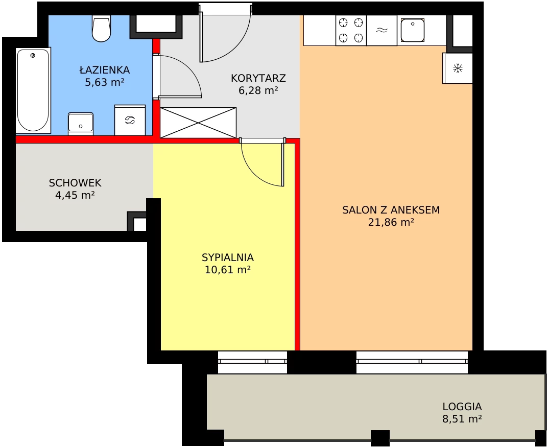 2 pokoje, mieszkanie 48,83 m², piętro 1, oferta nr 1/M038, Stalowa Form 43.45, Warszawa, Praga Północ, Nowa Praga, ul. Stalowa