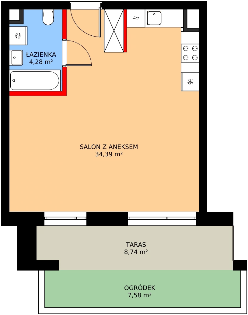 1 pokój, mieszkanie 38,67 m², parter, oferta nr 1/M030, Stalowa Form 43.45, Warszawa, Praga Północ, Nowa Praga, ul. Stalowa