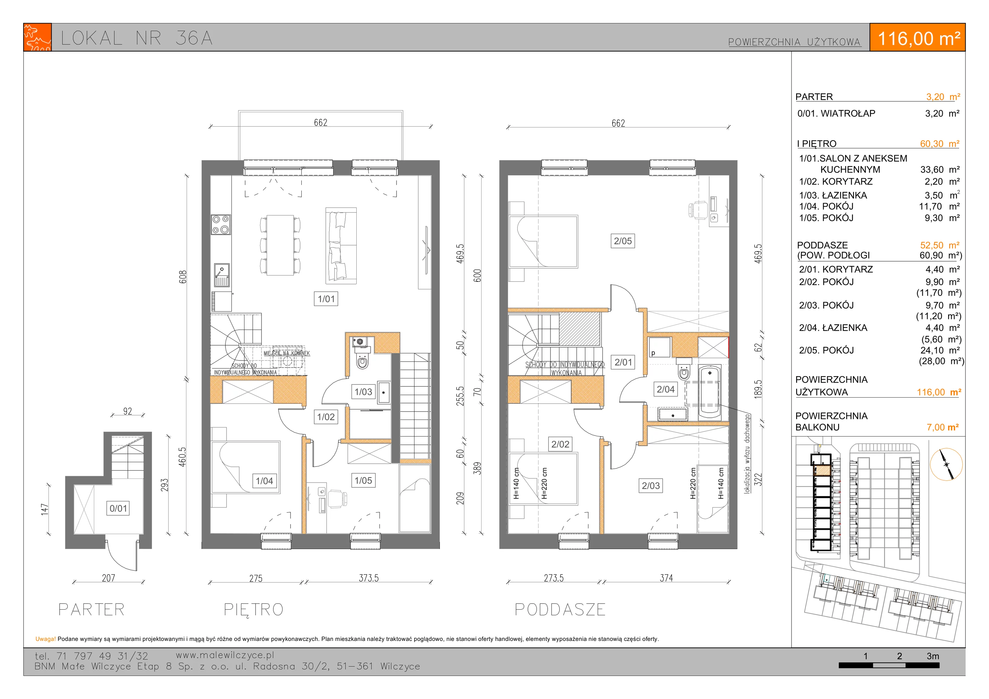 6 pokoi, mieszkanie 116,00 m², piętro 1, oferta nr 36A, Małe Wilczyce, Wilczyce, ul. Zgodna / Życzliwa