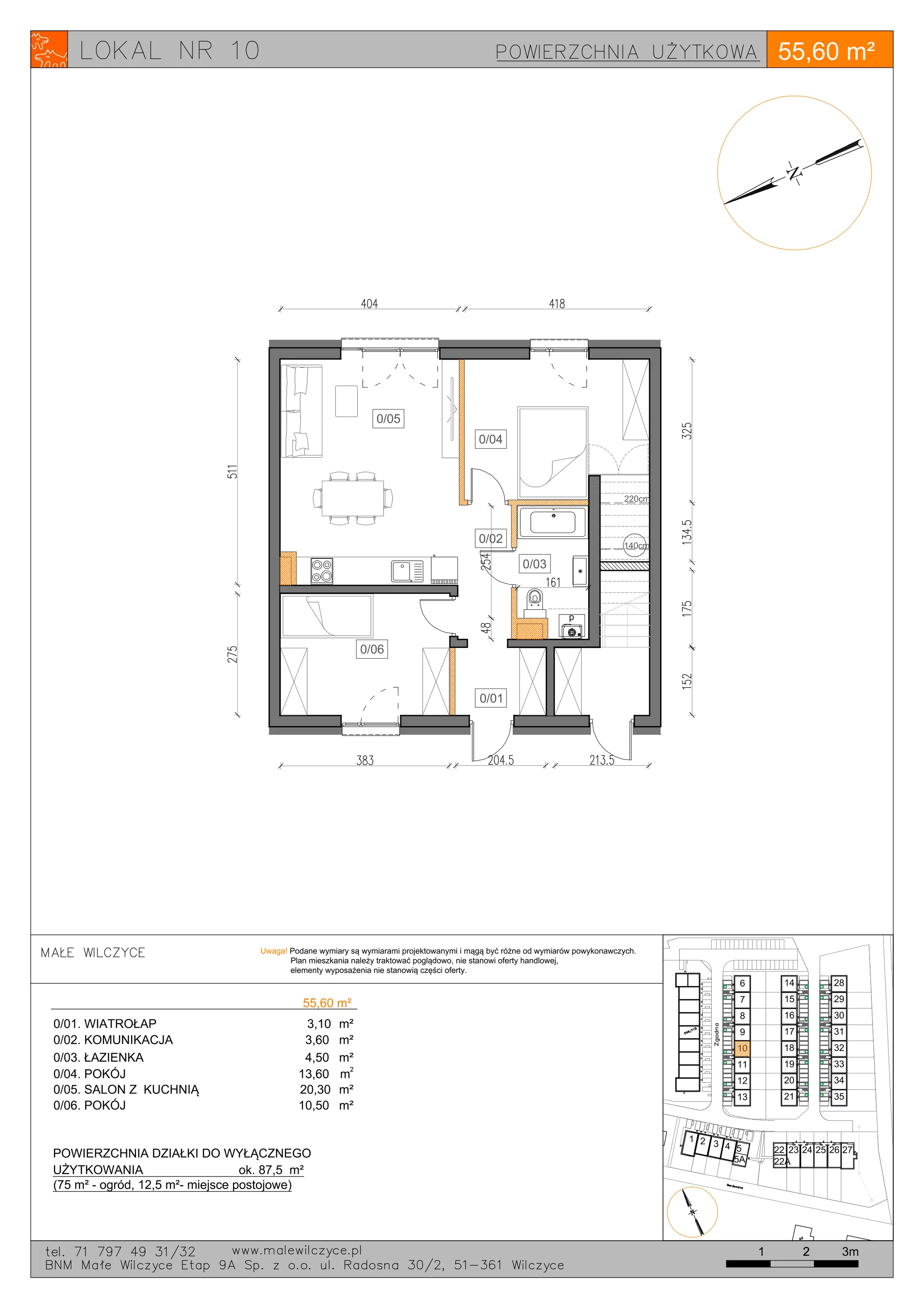 3 pokoje, mieszkanie 55,60 m², parter, oferta nr 10, Małe Wilczyce, Wilczyce, ul. Zgodna / Życzliwa