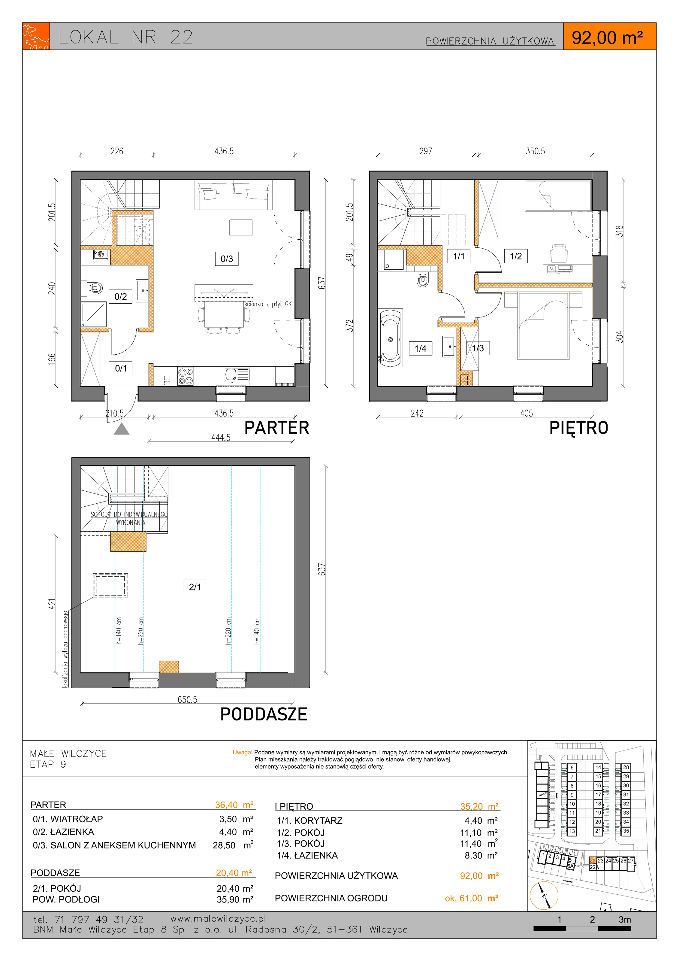 5 pokoi, mieszkanie 92,00 m², parter, oferta nr 22, Małe Wilczyce, Wilczyce, ul. Zgodna / Życzliwa