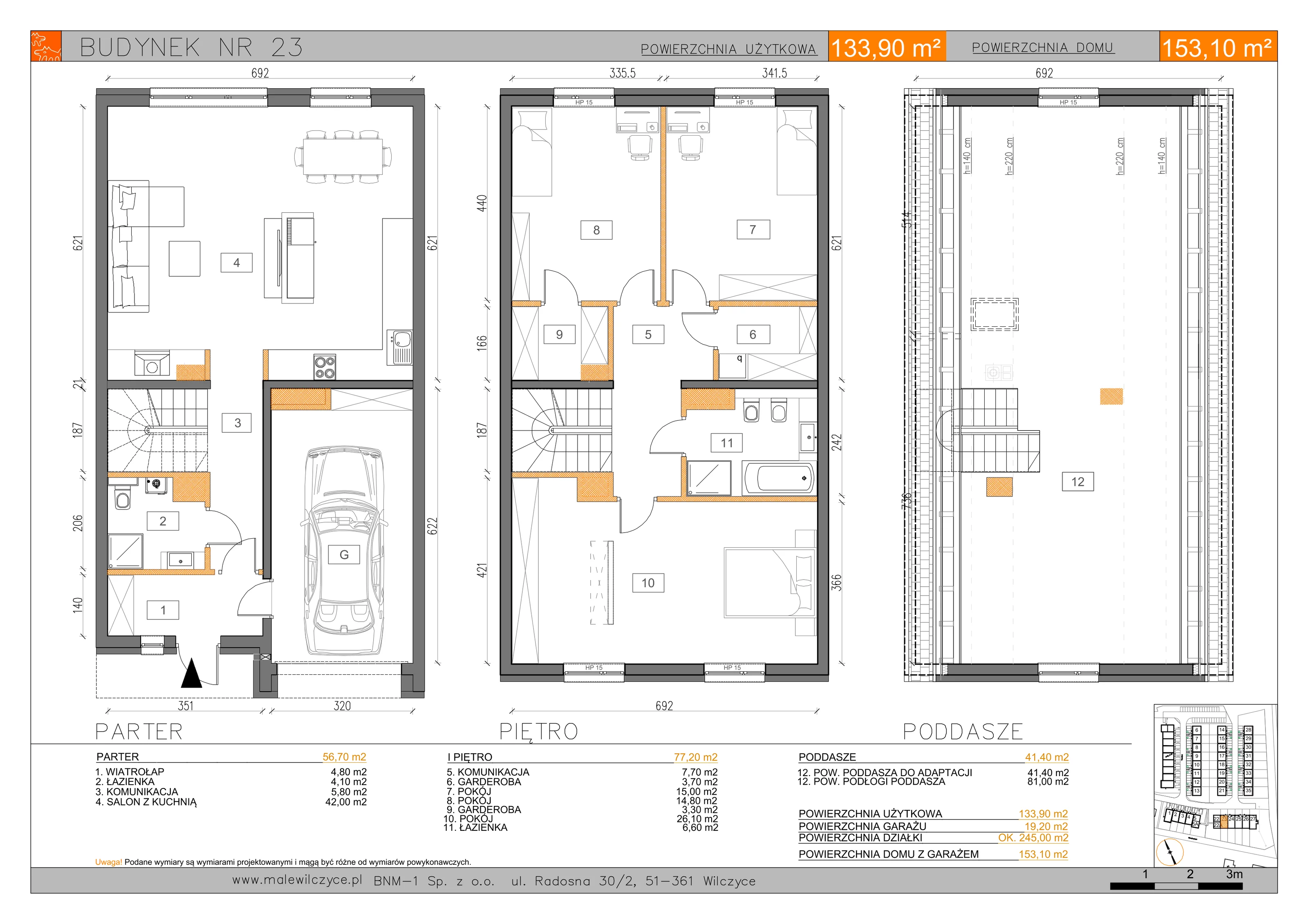 6 pokoi, mieszkanie 153,10 m², parter, oferta nr 23, Małe Wilczyce, Wilczyce, ul. Zgodna / Życzliwa