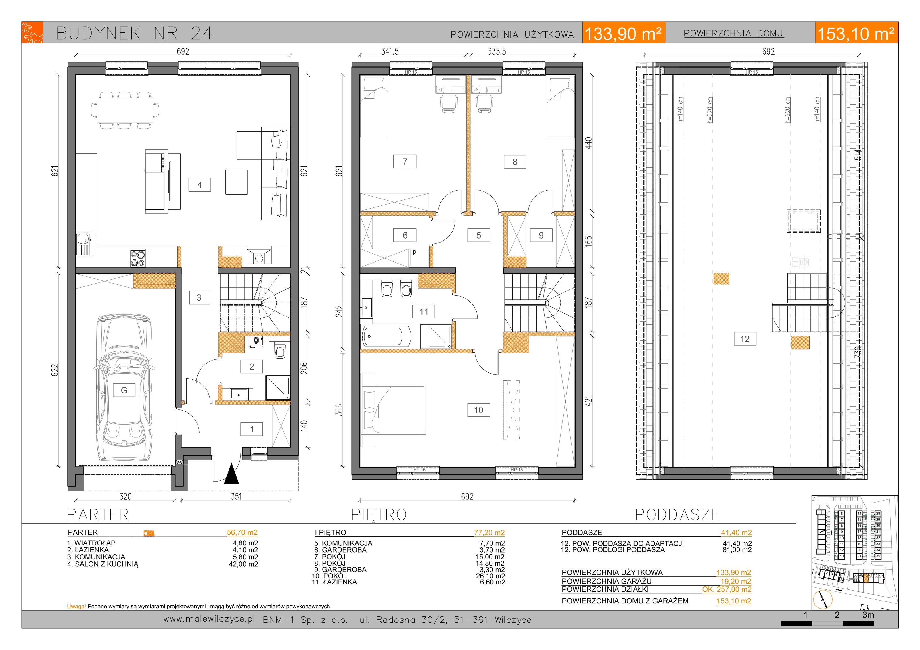 6 pokoi, mieszkanie 153,10 m², parter, oferta nr 24, Małe Wilczyce, Wilczyce, ul. Zgodna / Życzliwa