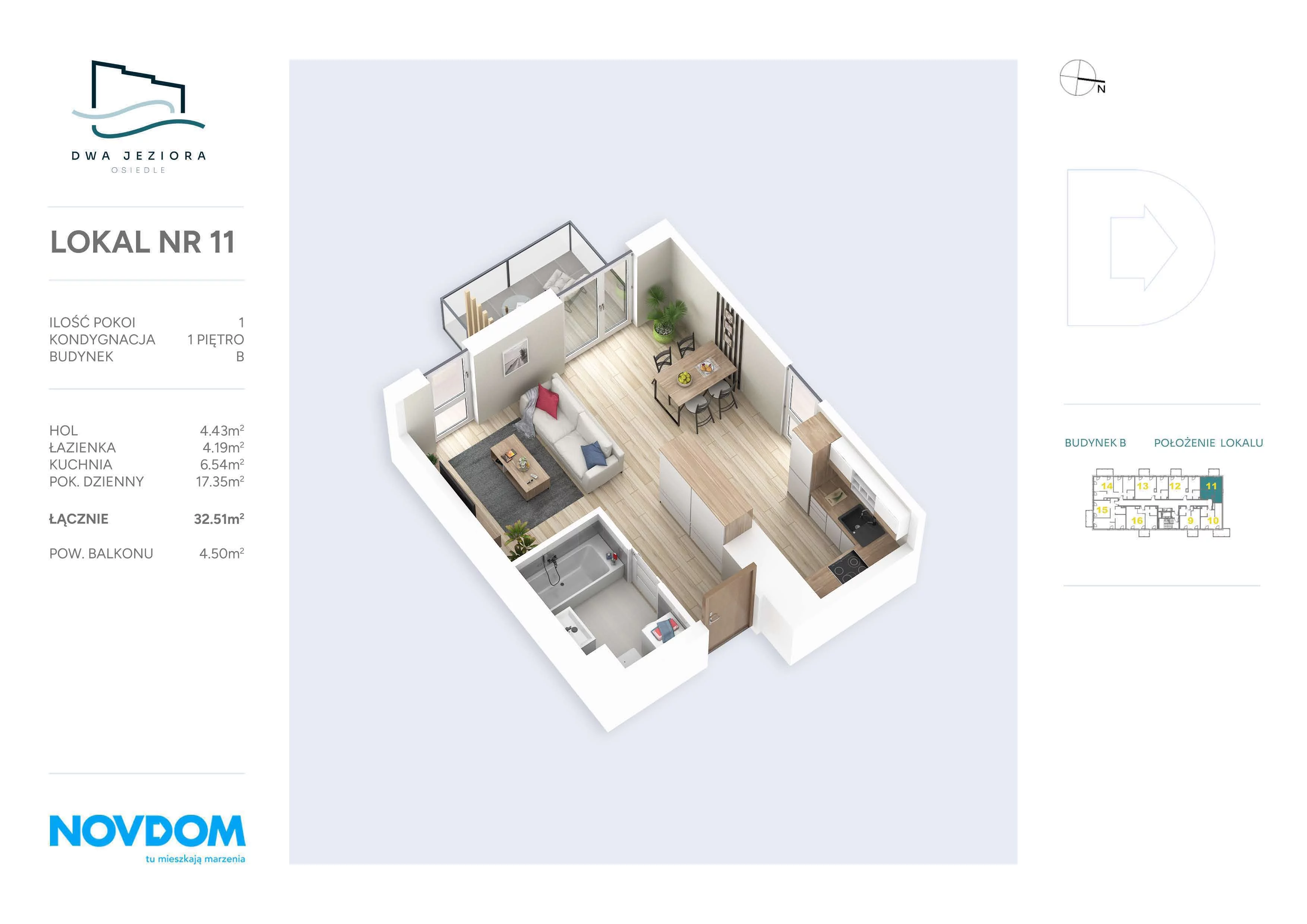 Apartament 32,51 m², piętro 1, oferta nr B/11, Dwa Jeziora, Olsztyn, Gutkowo, ul. Bałtycka