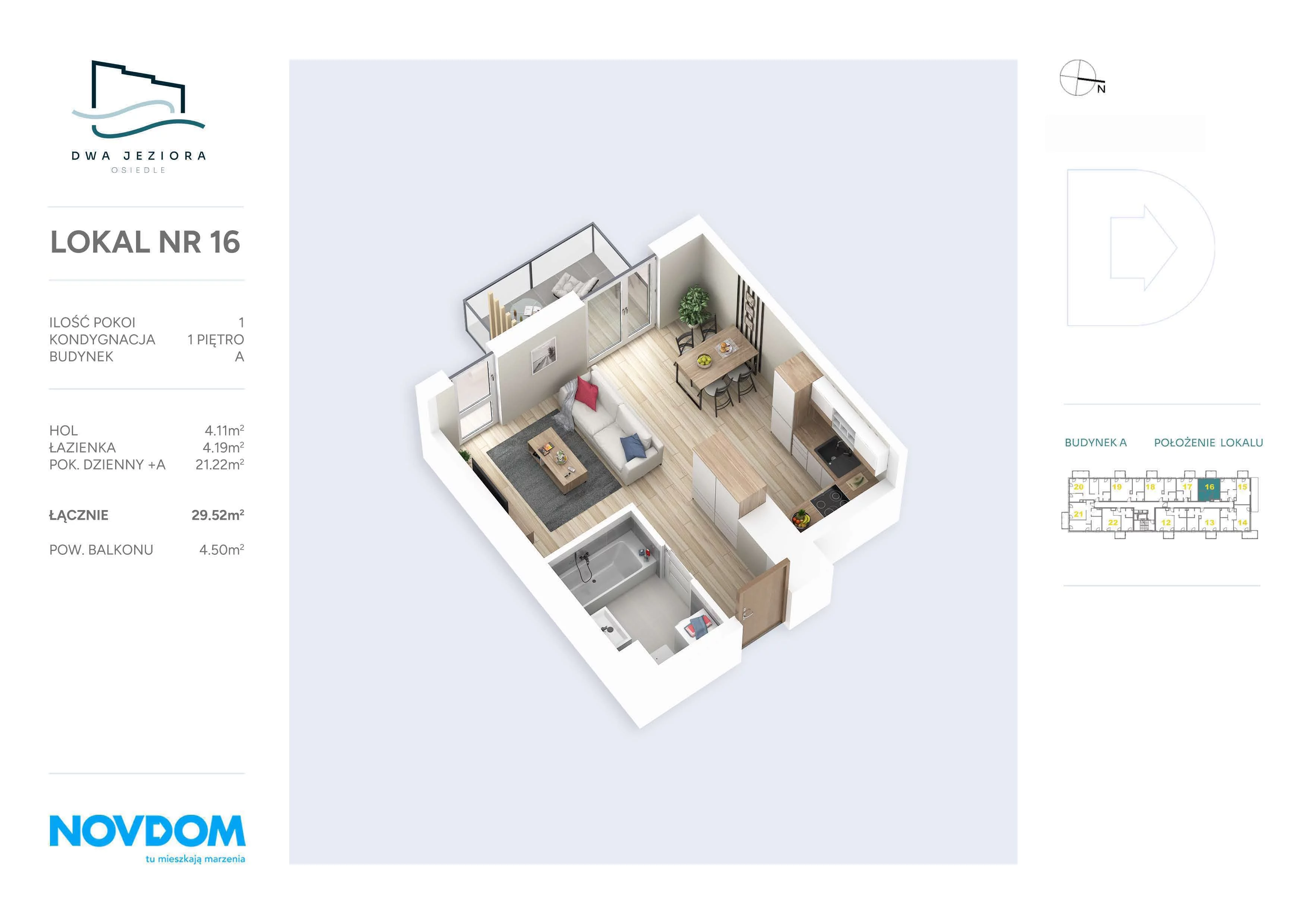 Apartament 29,52 m², piętro 1, oferta nr A/16, Dwa Jeziora, Olsztyn, Gutkowo, ul. Bałtycka