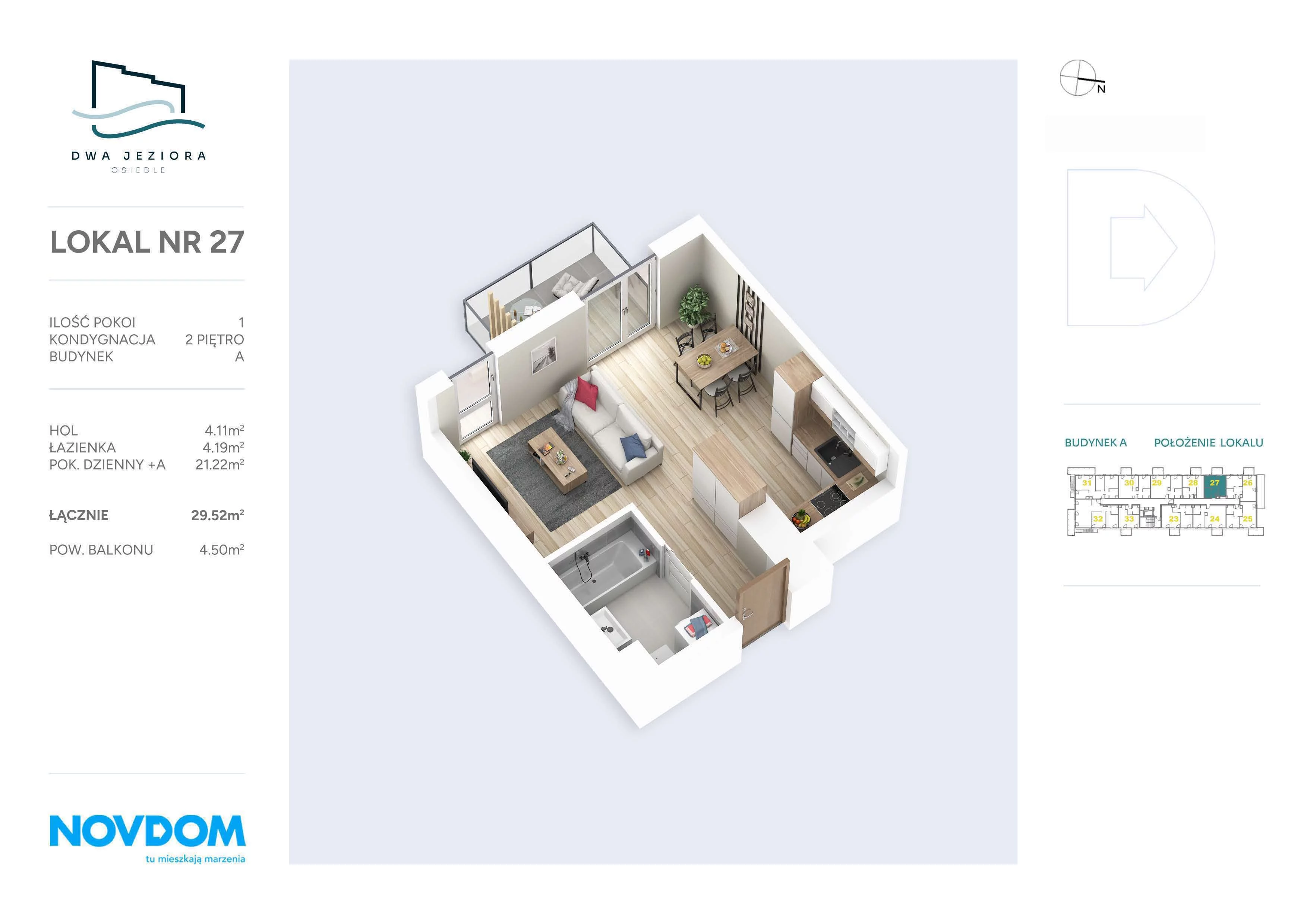 Apartament 29,52 m², piętro 2, oferta nr A/27, Dwa Jeziora, Olsztyn, Gutkowo, ul. Bałtycka