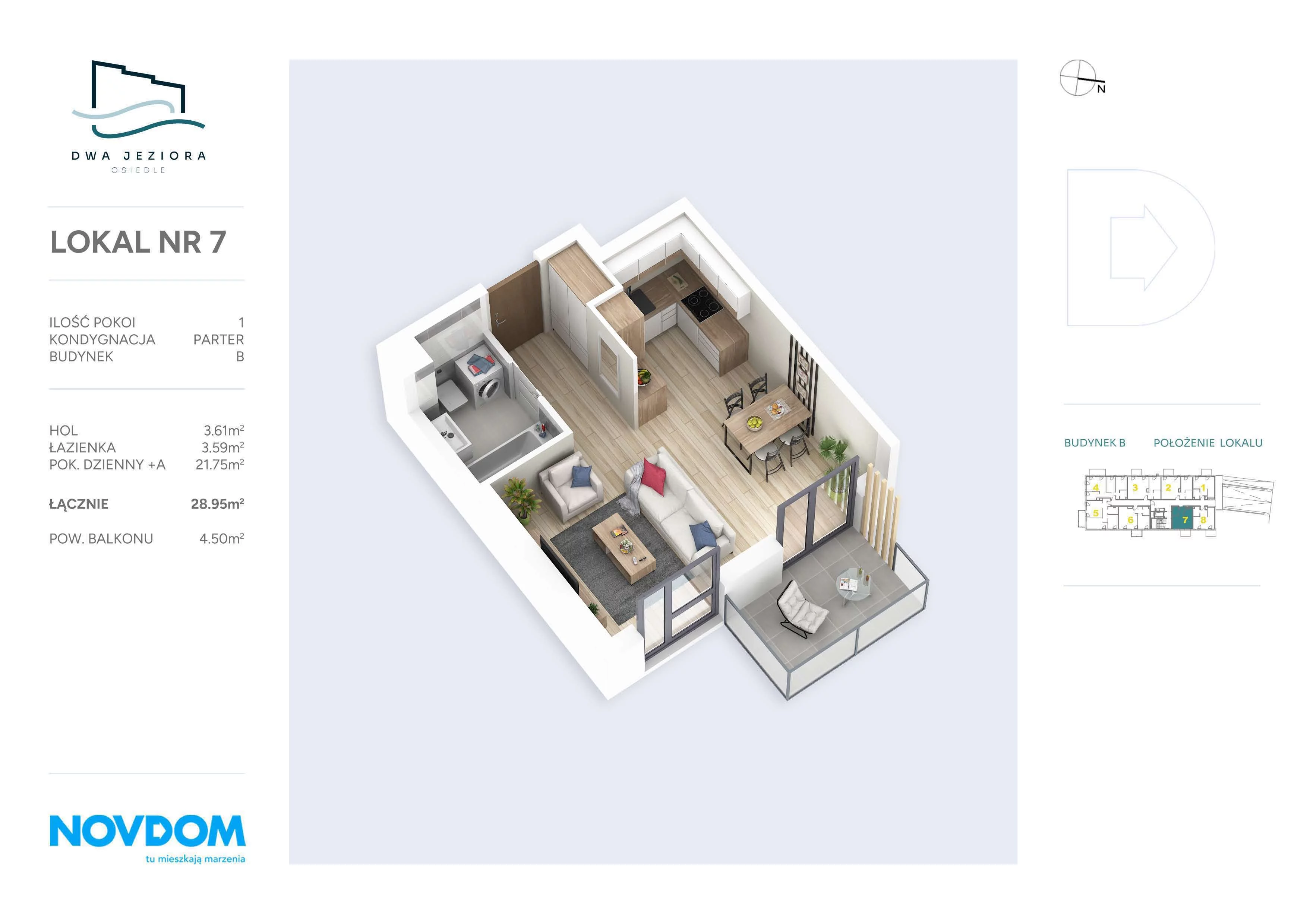 Apartament 28,95 m², parter, oferta nr B/7, Dwa Jeziora, Olsztyn, Gutkowo, ul. Bałtycka