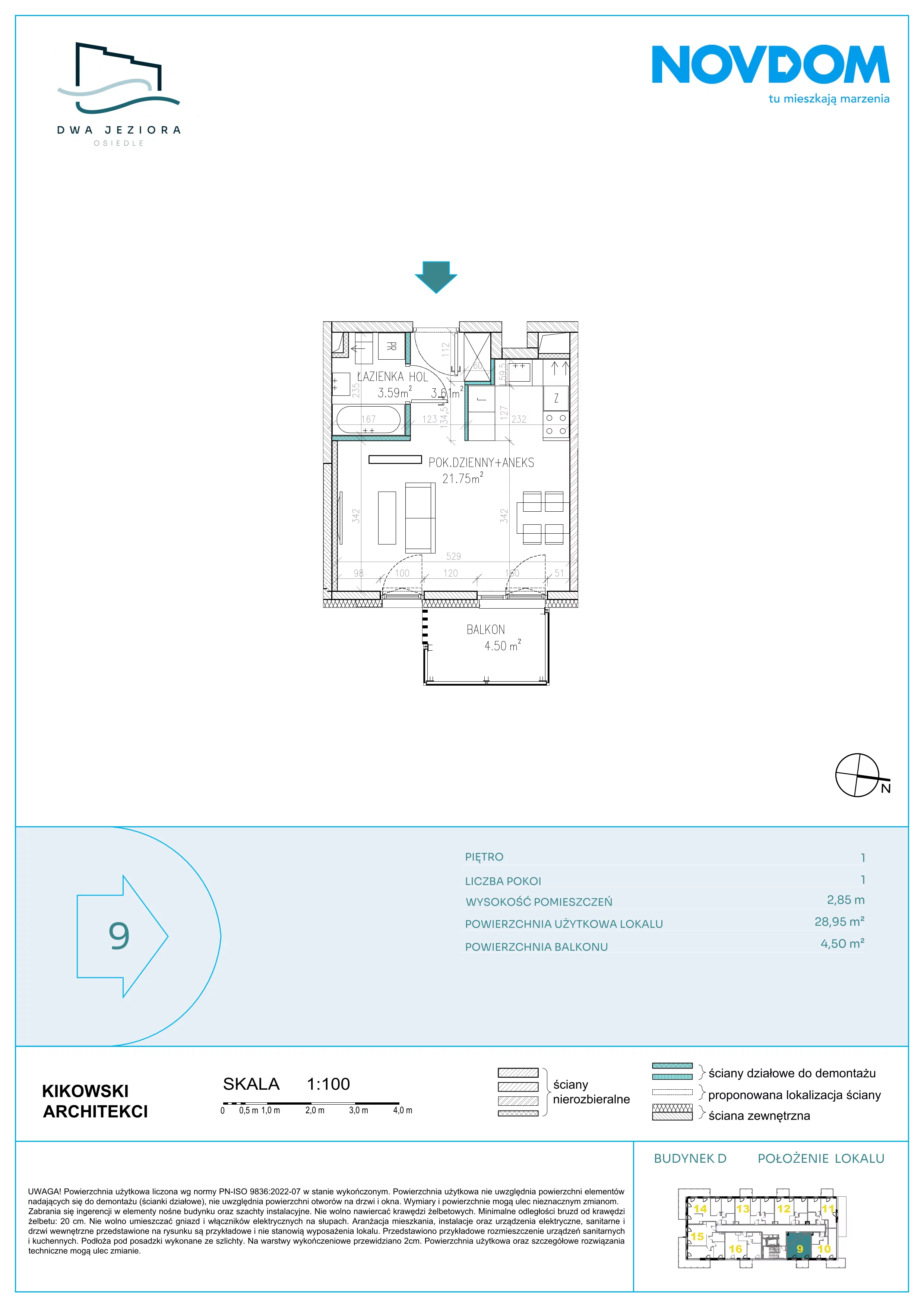1 pokój, apartament 28,95 m², piętro 1, oferta nr D/9, Dwa Jeziora CD, Olsztyn, Gutkowo, ul. Bałtycka