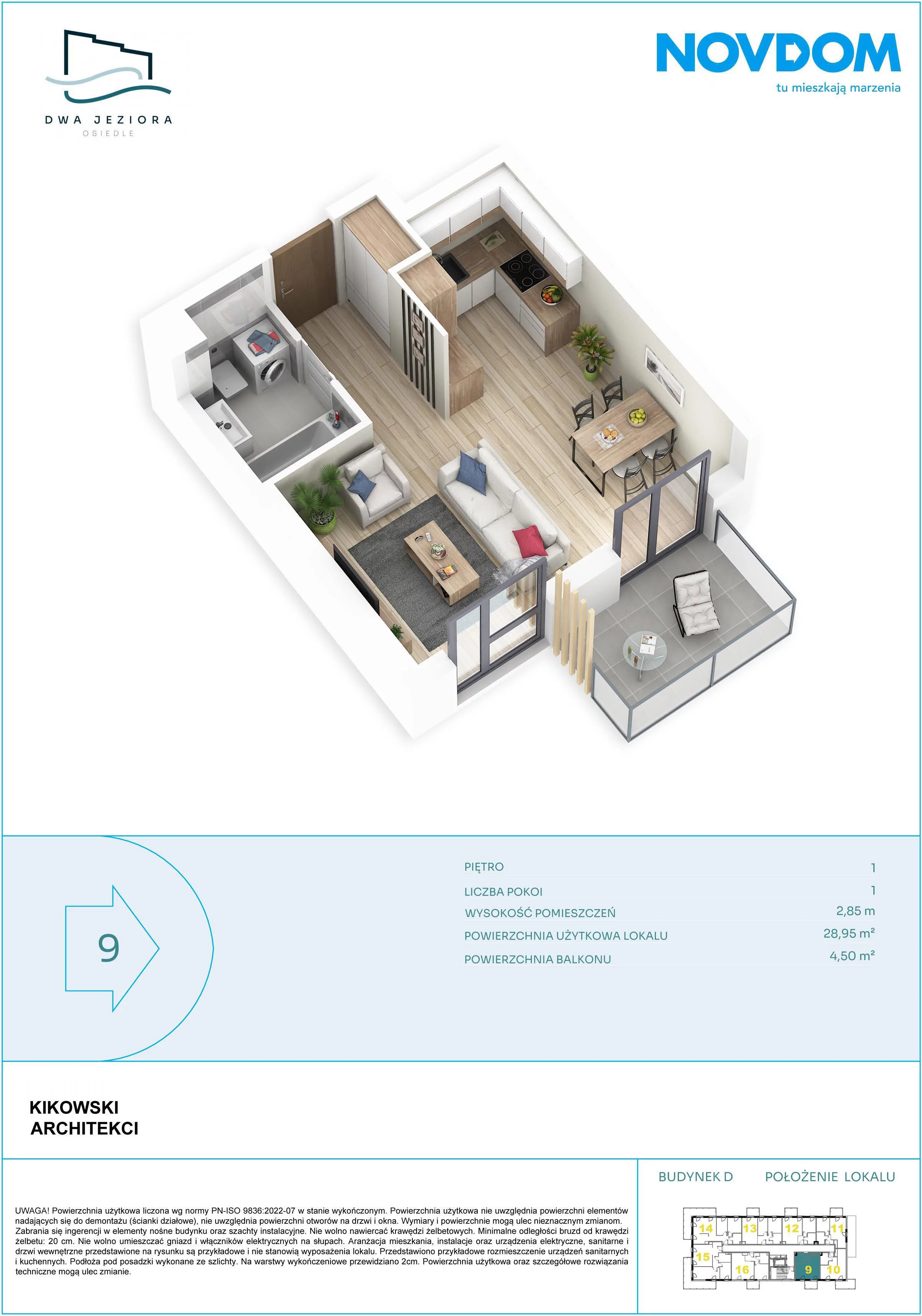 1 pokój, apartament 28,95 m², piętro 1, oferta nr D/9, Dwa Jeziora CD, Olsztyn, Gutkowo, ul. Bałtycka