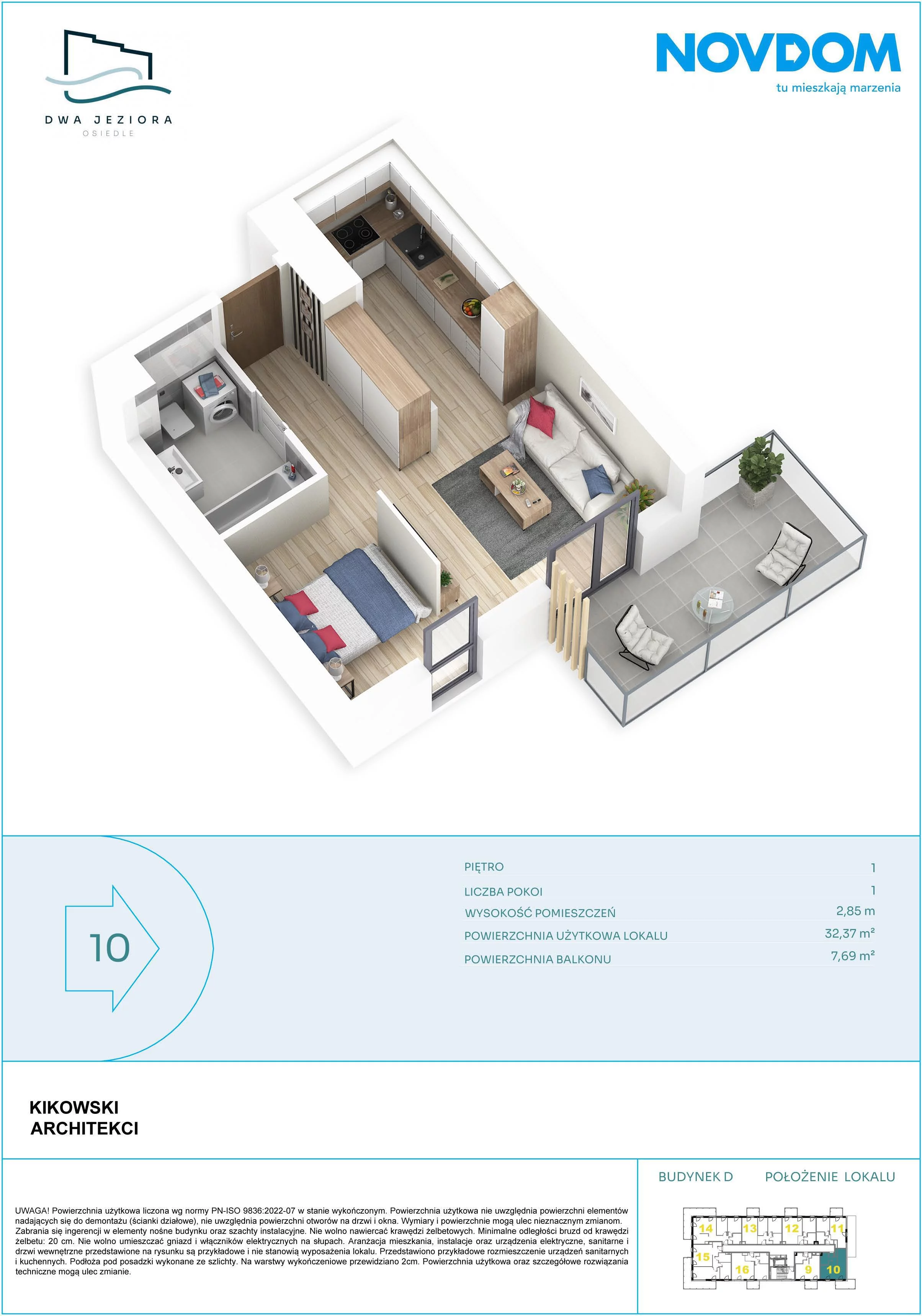 1 pokój, apartament 32,37 m², piętro 1, oferta nr D/10, Dwa Jeziora CD, Olsztyn, Gutkowo, ul. Bałtycka