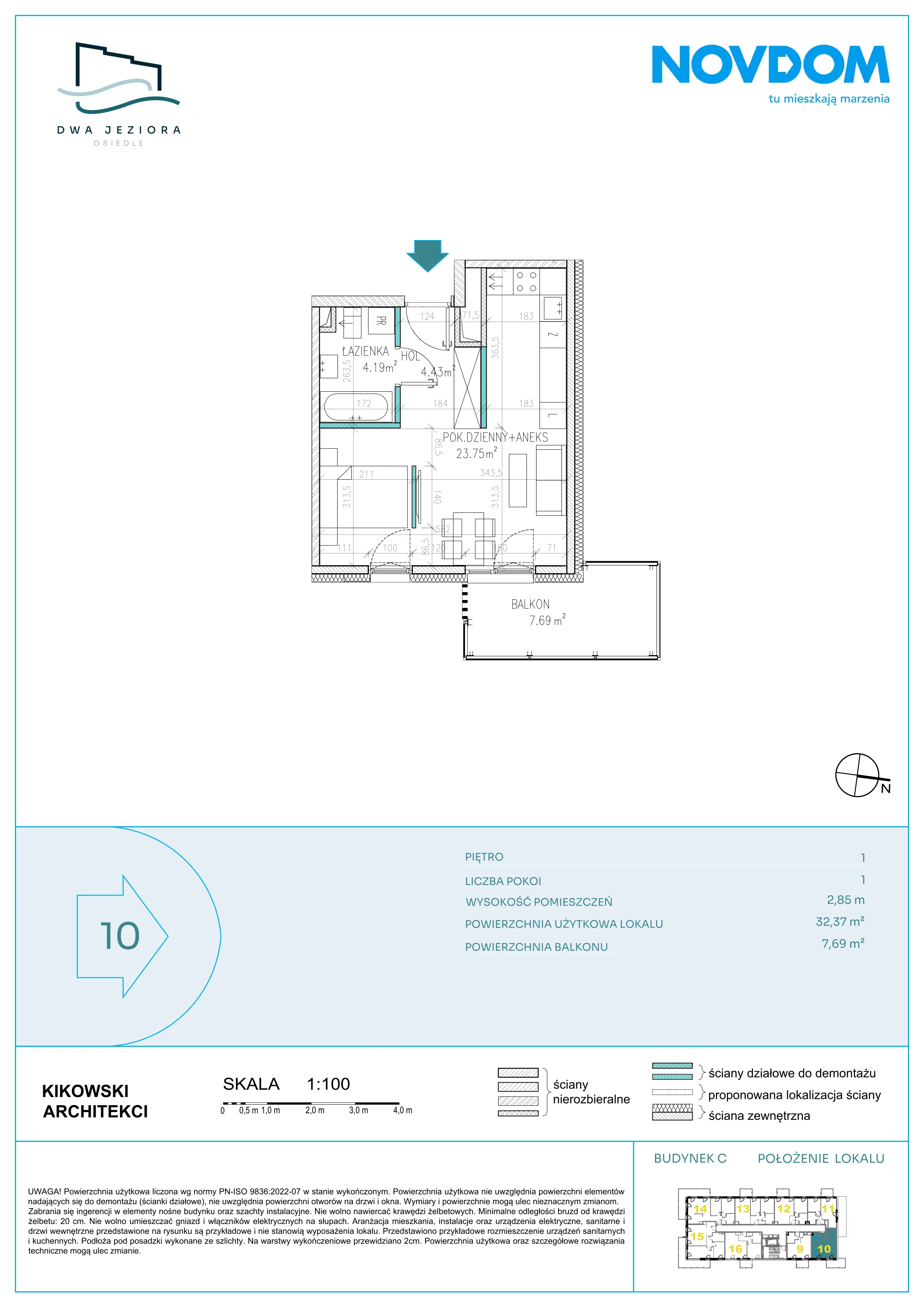1 pokój, apartament 32,37 m², piętro 1, oferta nr C/10, Dwa Jeziora CD, Olsztyn, Gutkowo, ul. Bałtycka