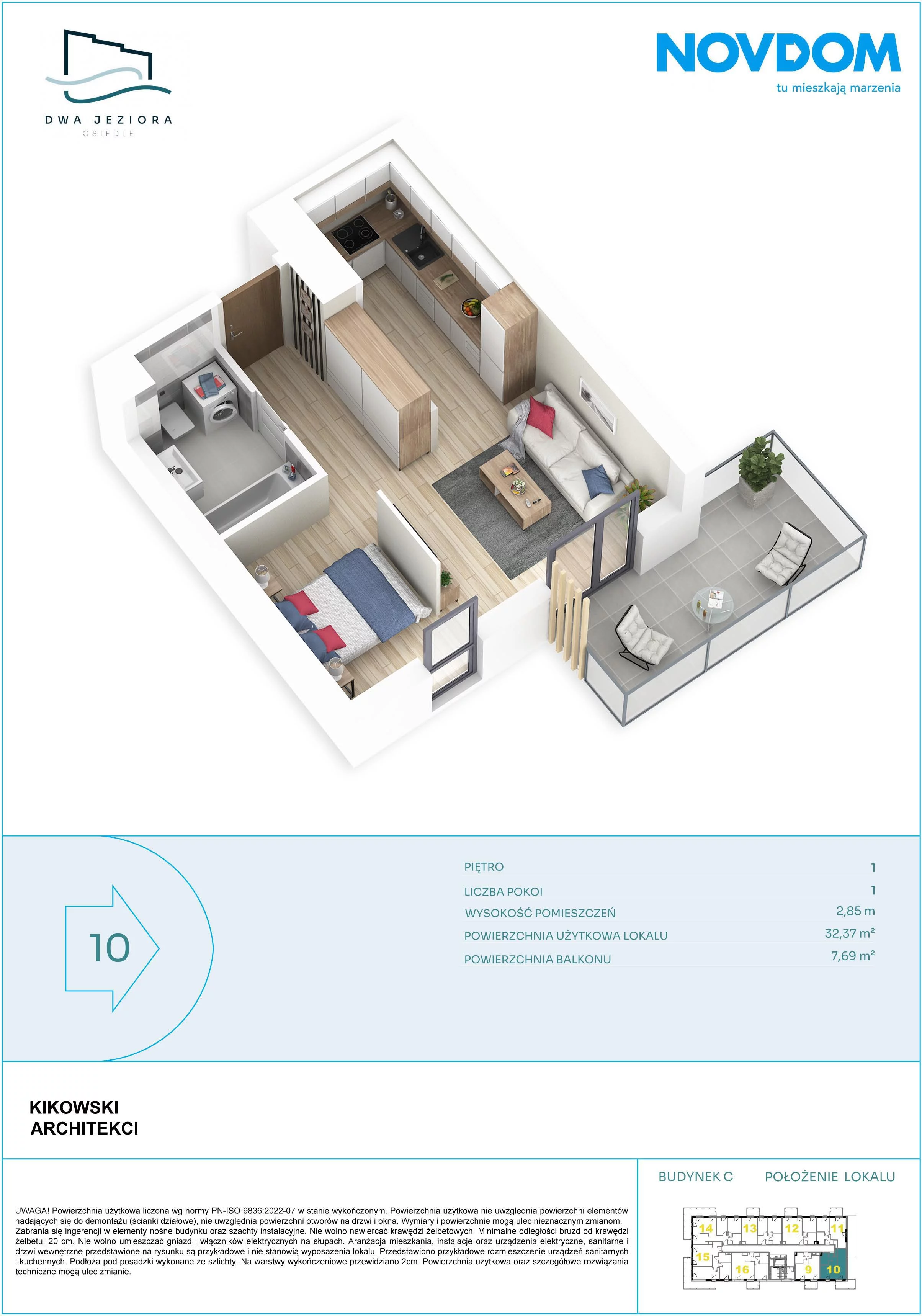 1 pokój, apartament 32,37 m², piętro 1, oferta nr C/10, Dwa Jeziora CD, Olsztyn, Gutkowo, ul. Bałtycka