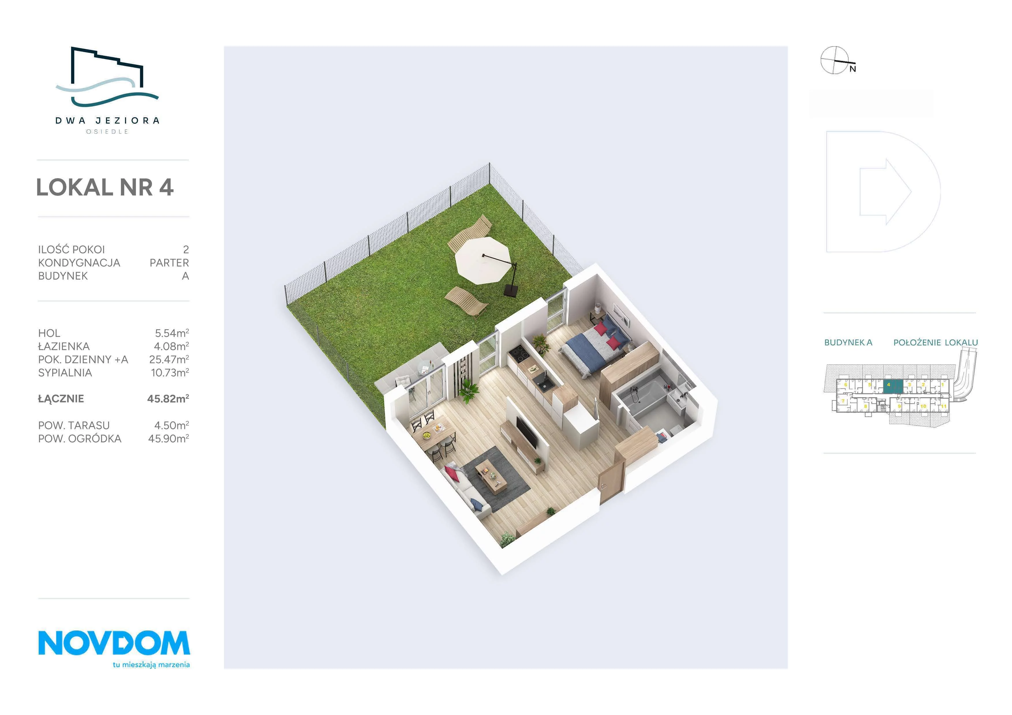 Apartament 45,82 m², parter, oferta nr A/4, Dwa Jeziora, Olsztyn, Gutkowo, ul. Bałtycka