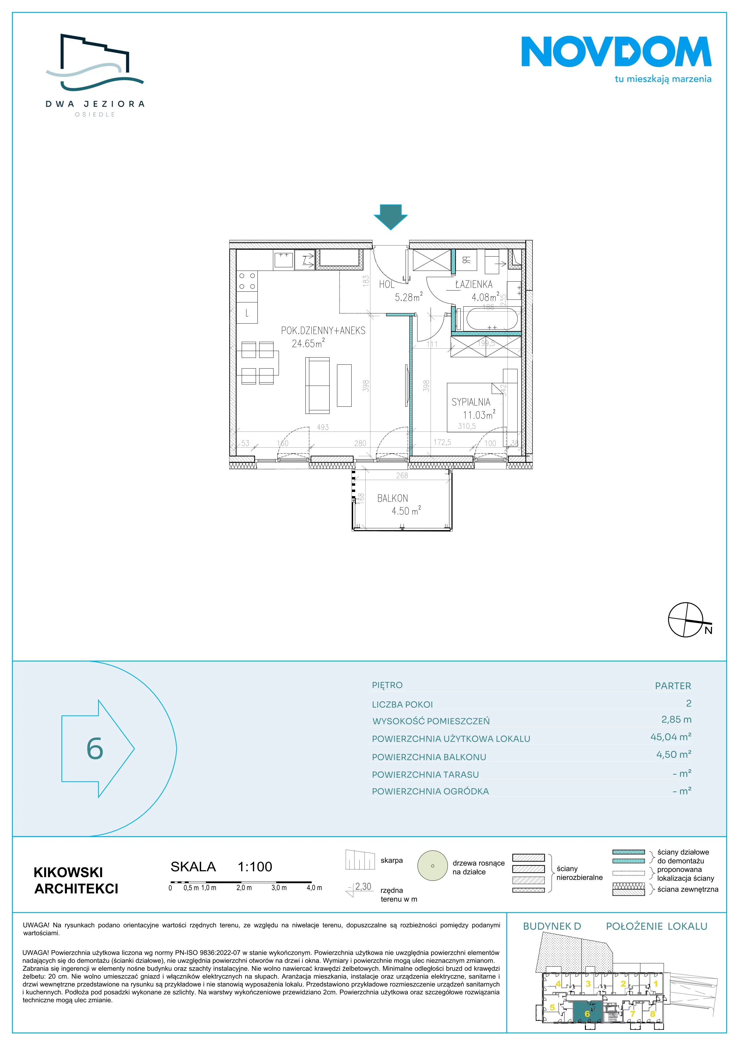 2 pokoje, apartament 45,04 m², parter, oferta nr D/6, Dwa Jeziora CD, Olsztyn, Gutkowo, ul. Bałtycka