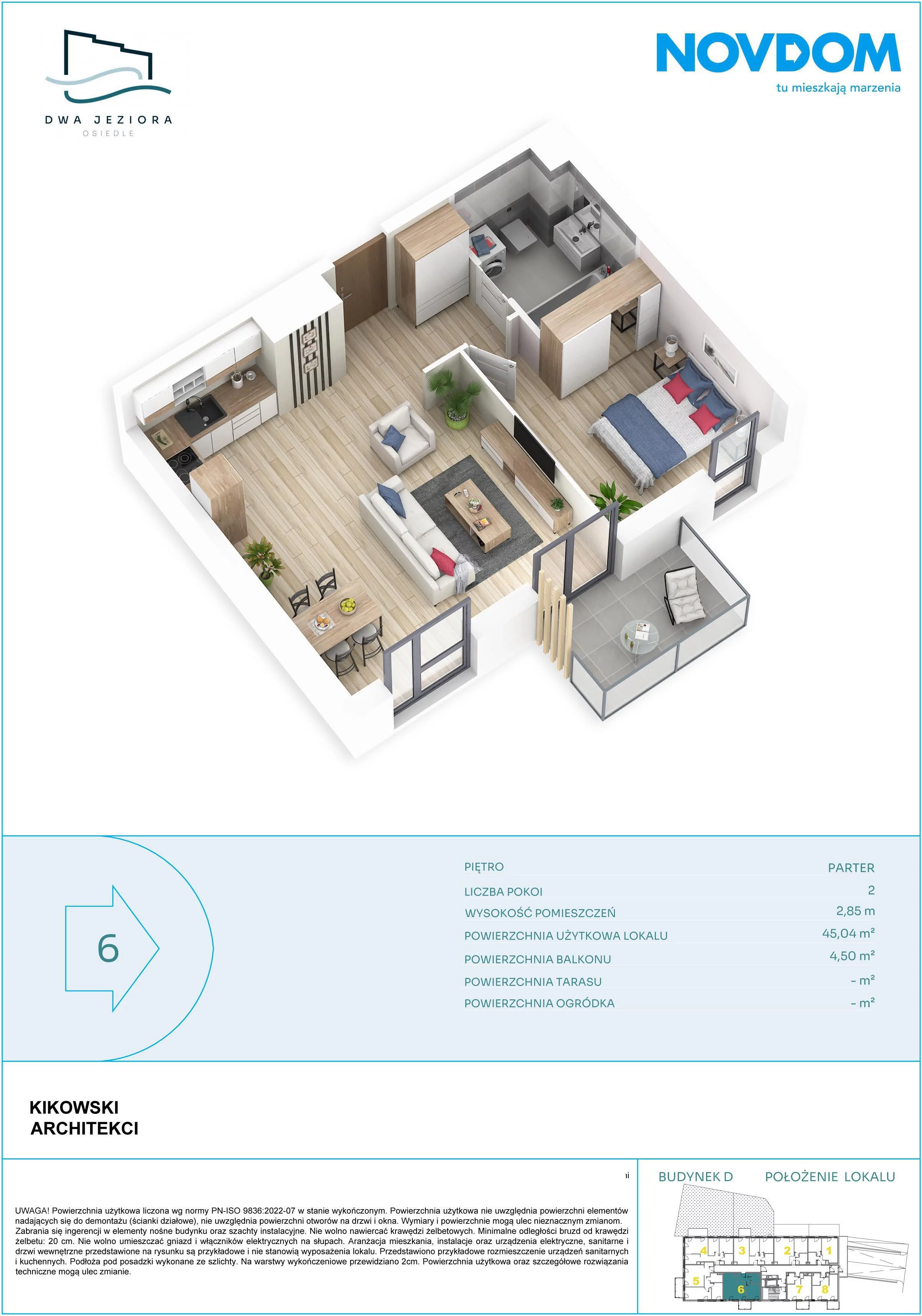 2 pokoje, apartament 45,04 m², parter, oferta nr D/6, Dwa Jeziora CD, Olsztyn, Gutkowo, ul. Bałtycka