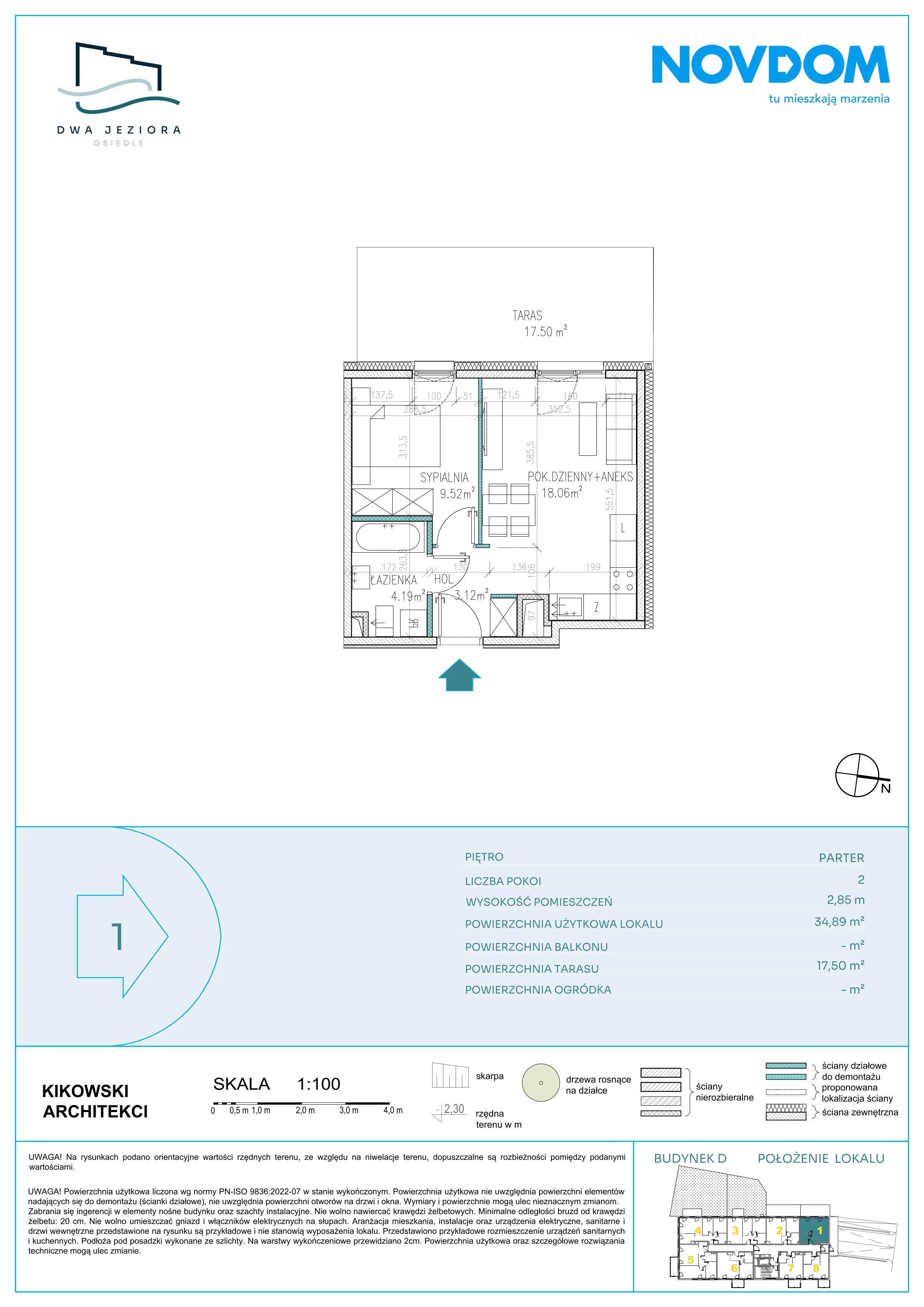 2 pokoje, apartament 34,89 m², parter, oferta nr D/1, Dwa Jeziora CD, Olsztyn, Gutkowo, ul. Bałtycka