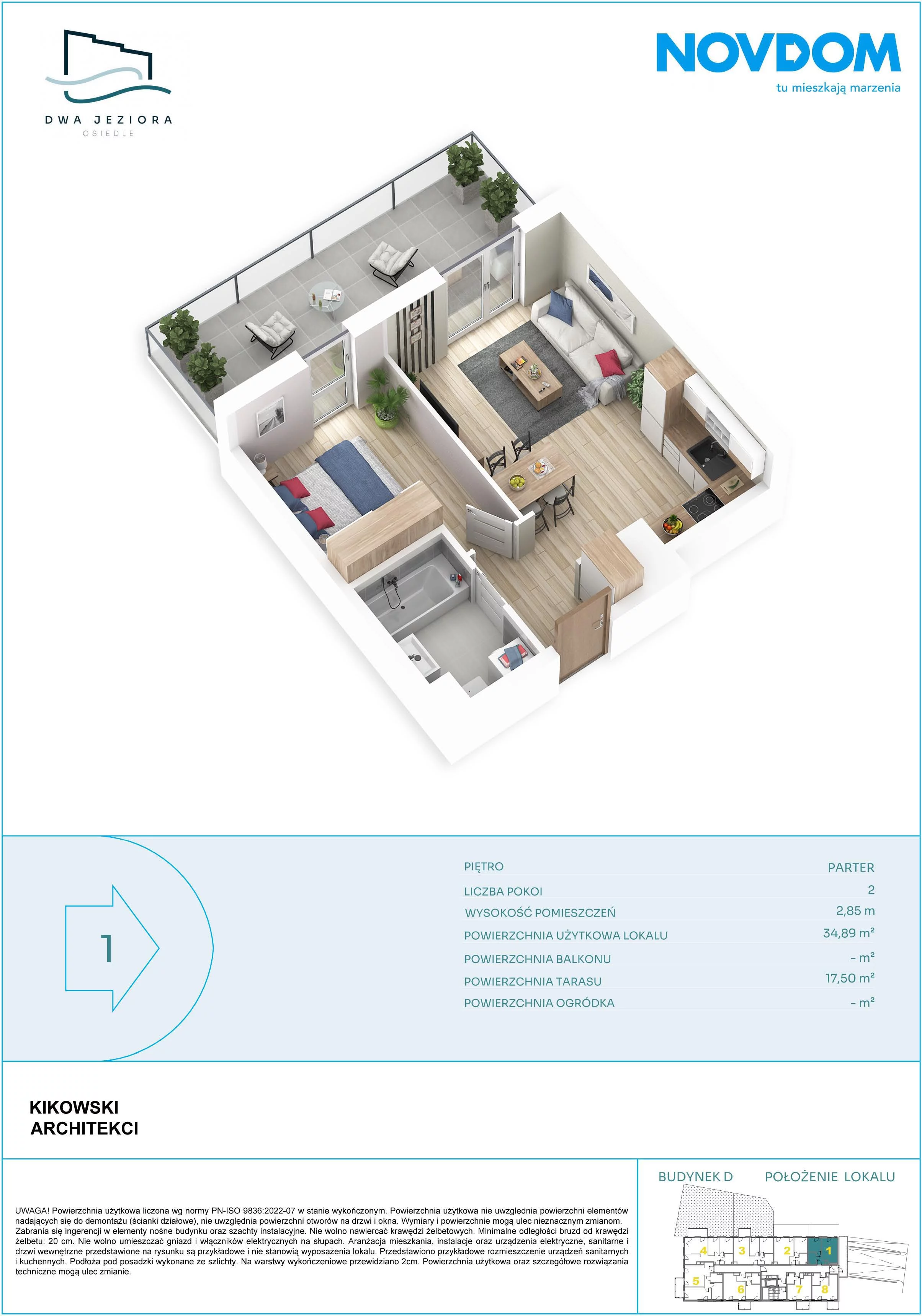 2 pokoje, apartament 34,89 m², parter, oferta nr D/1, Dwa Jeziora CD, Olsztyn, Gutkowo, ul. Bałtycka