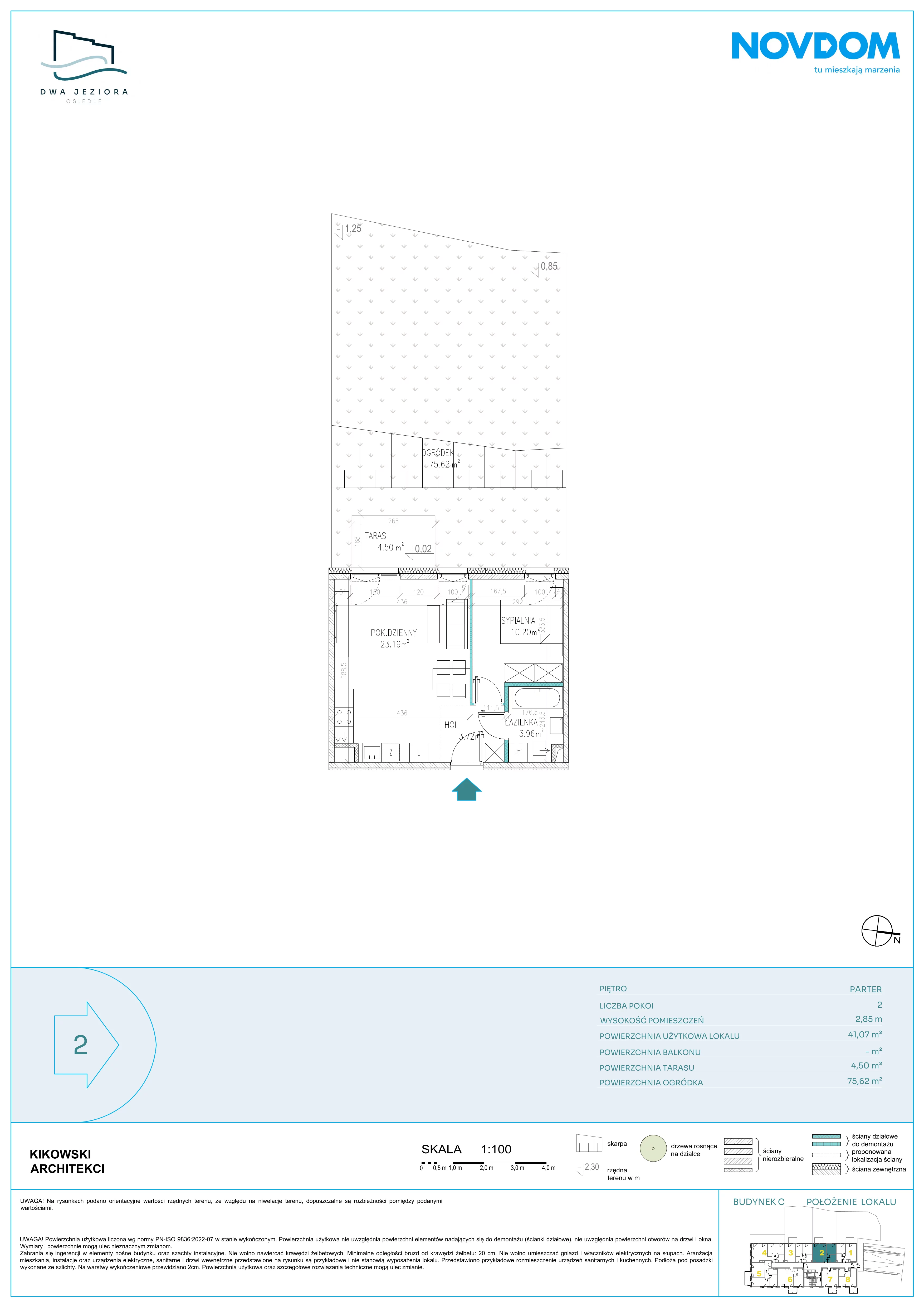 2 pokoje, apartament 41,07 m², parter, oferta nr C/2, Dwa Jeziora CD, Olsztyn, Gutkowo, ul. Bałtycka