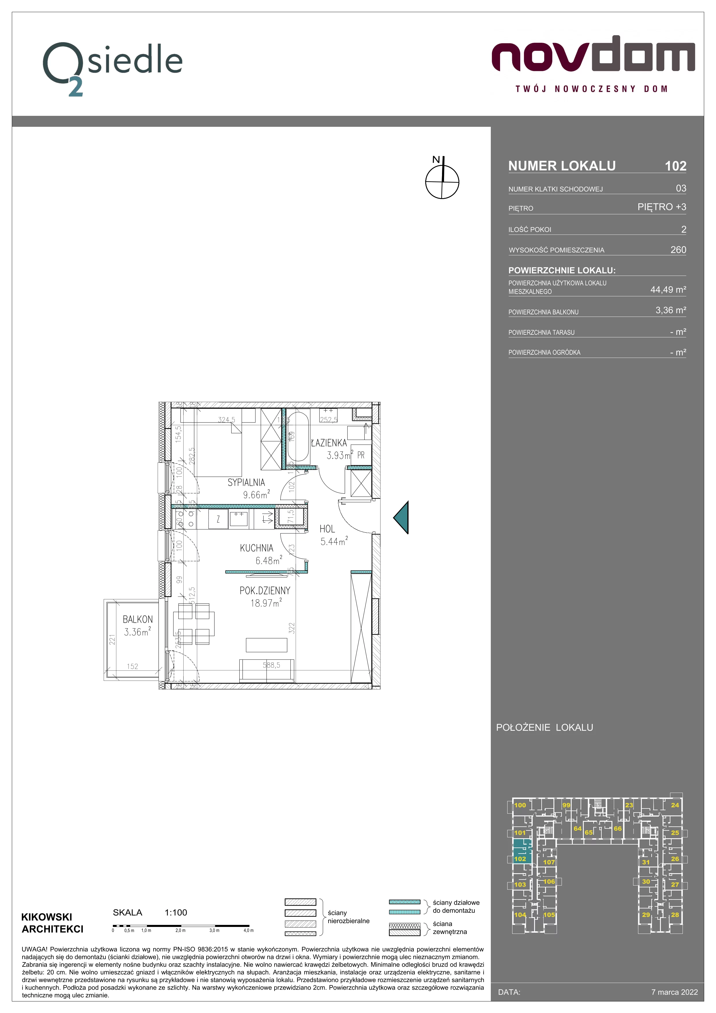 Apartament 44,49 m², piętro 3, oferta nr B/102, Osiedle O2, Płońsk, ul. Klonowa