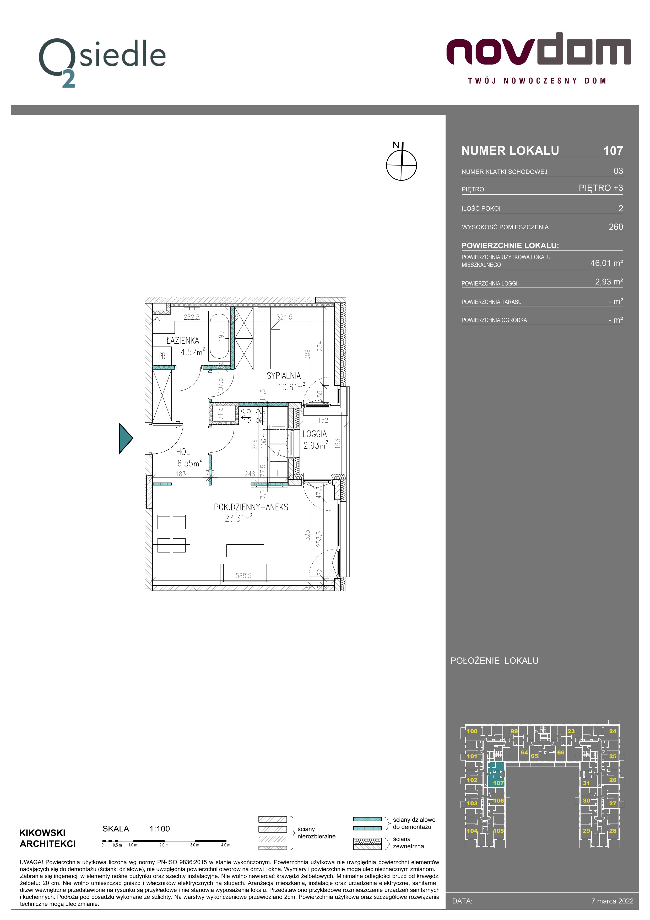 Apartament 46,01 m², piętro 3, oferta nr B/107, Osiedle O2, Płońsk, ul. Klonowa