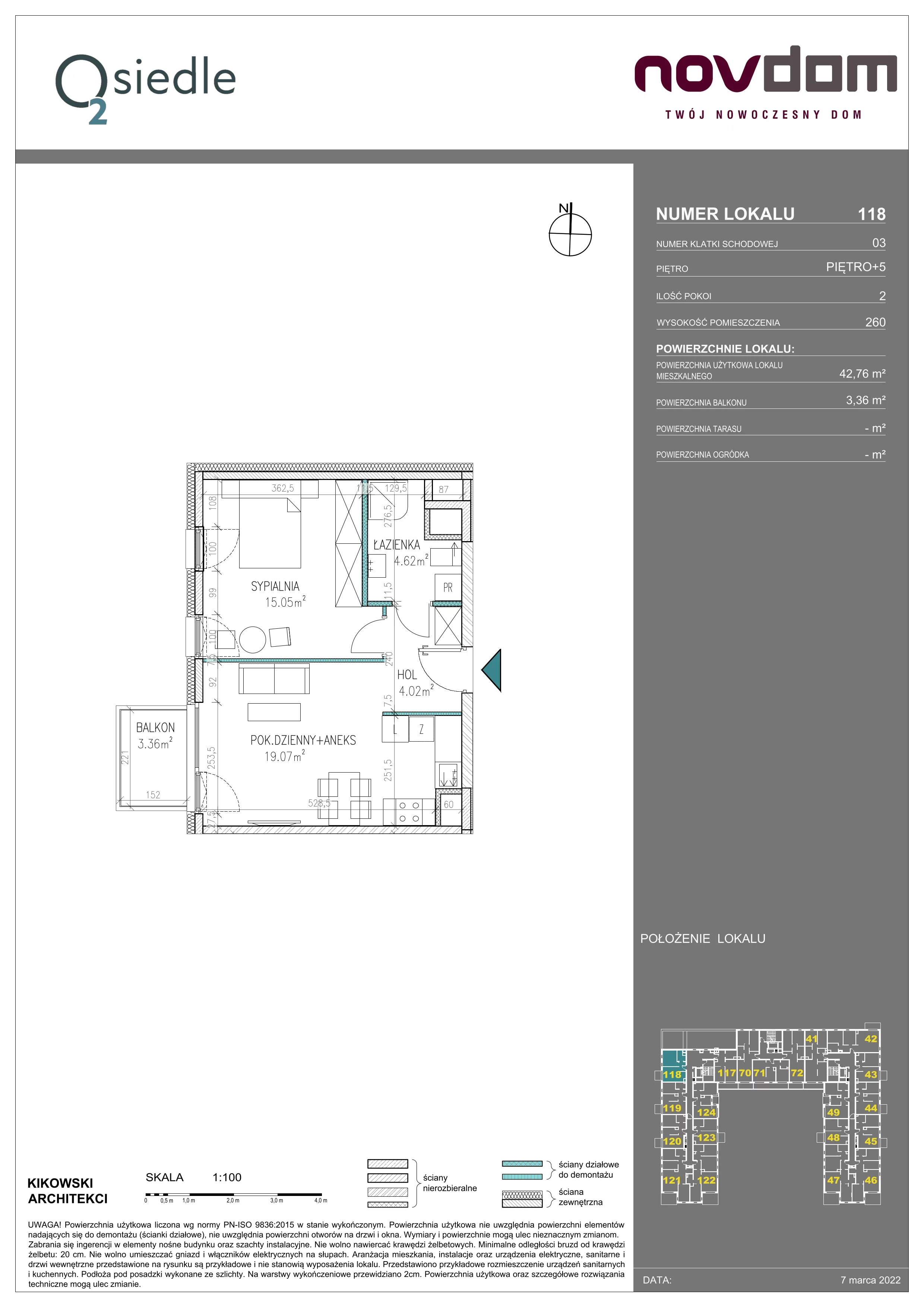 Apartament 42,76 m², piętro 5, oferta nr B/118, Osiedle O2, Płońsk, ul. Klonowa