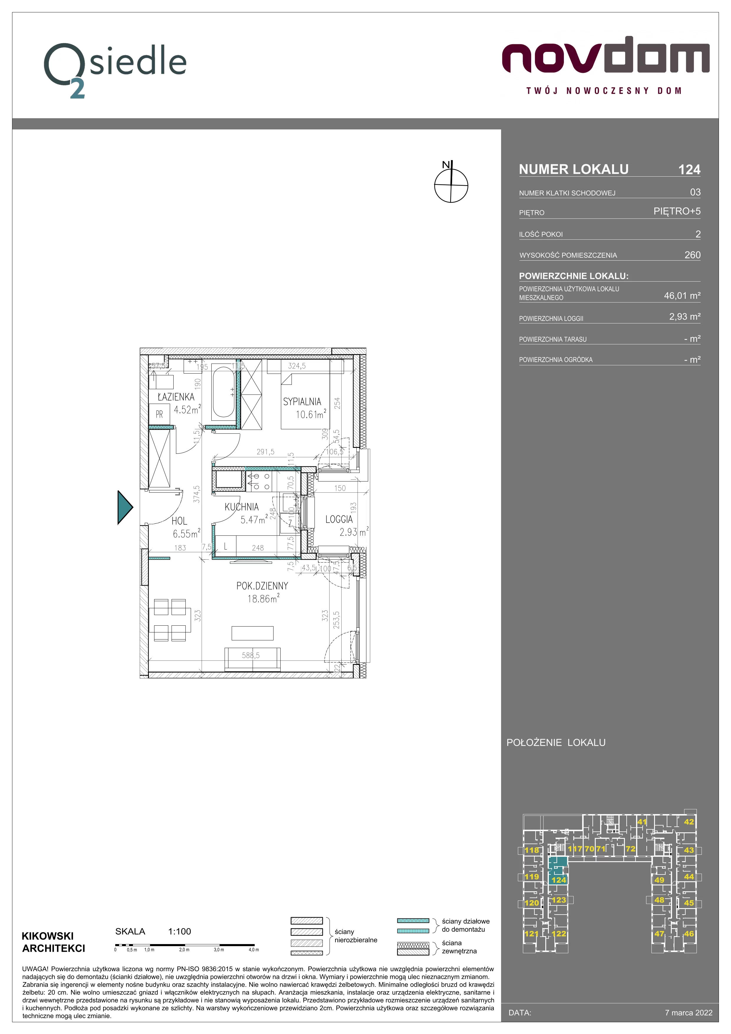 Apartament 46,01 m², piętro 5, oferta nr B/124, Osiedle O2, Płońsk, ul. Klonowa