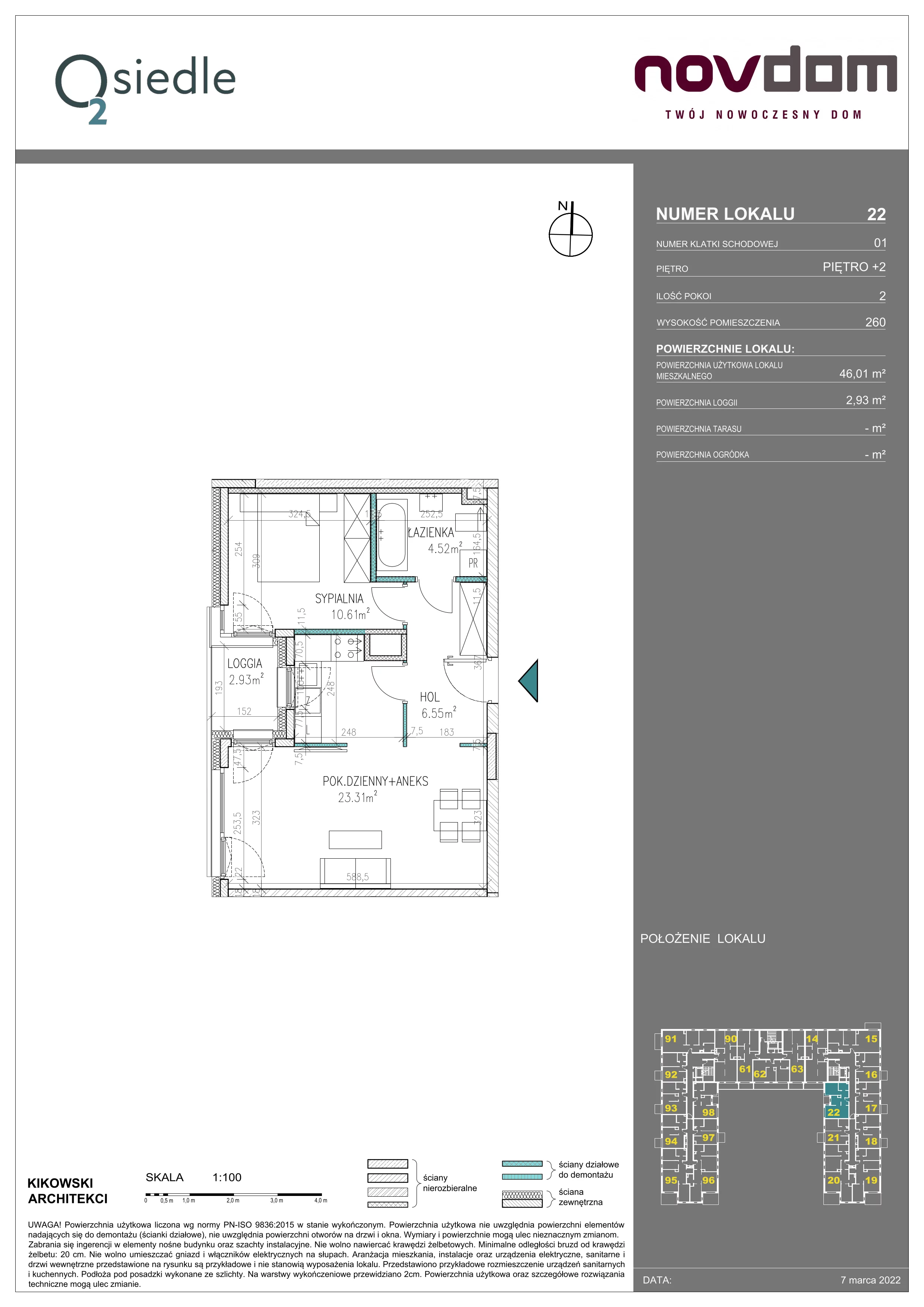 Apartament 46,01 m², piętro 2, oferta nr B/22, Osiedle O2, Płońsk, ul. Klonowa