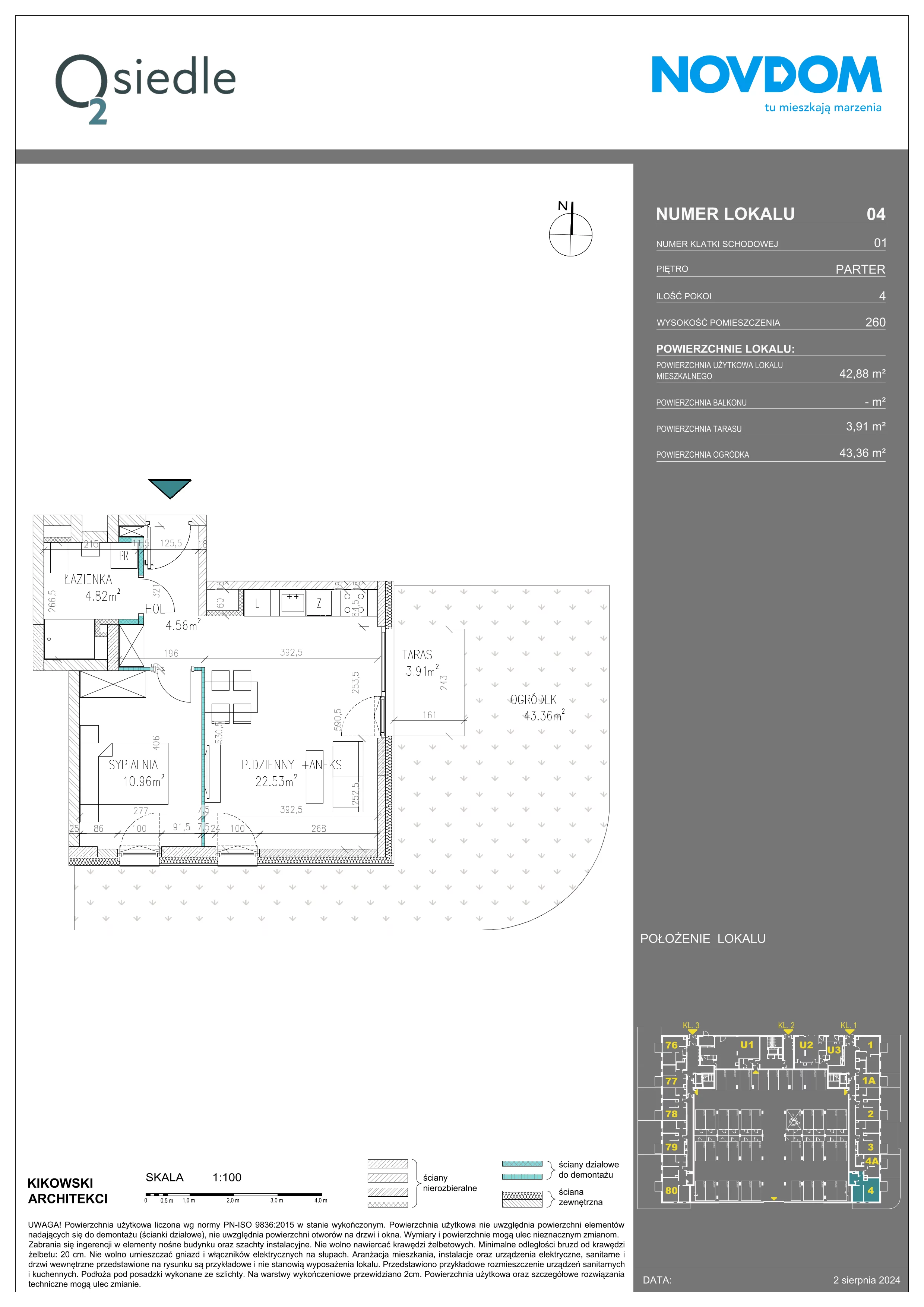 Apartament 42,88 m², parter, oferta nr B/4, Osiedle O2, Płońsk, ul. Klonowa