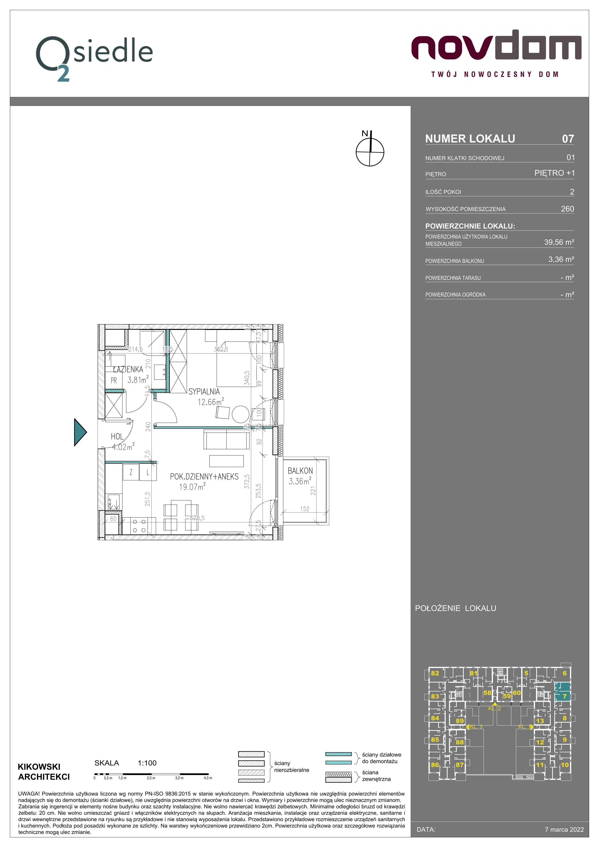 Apartament 39,56 m², piętro 1, oferta nr B/7, Osiedle O2, Płońsk, ul. Klonowa