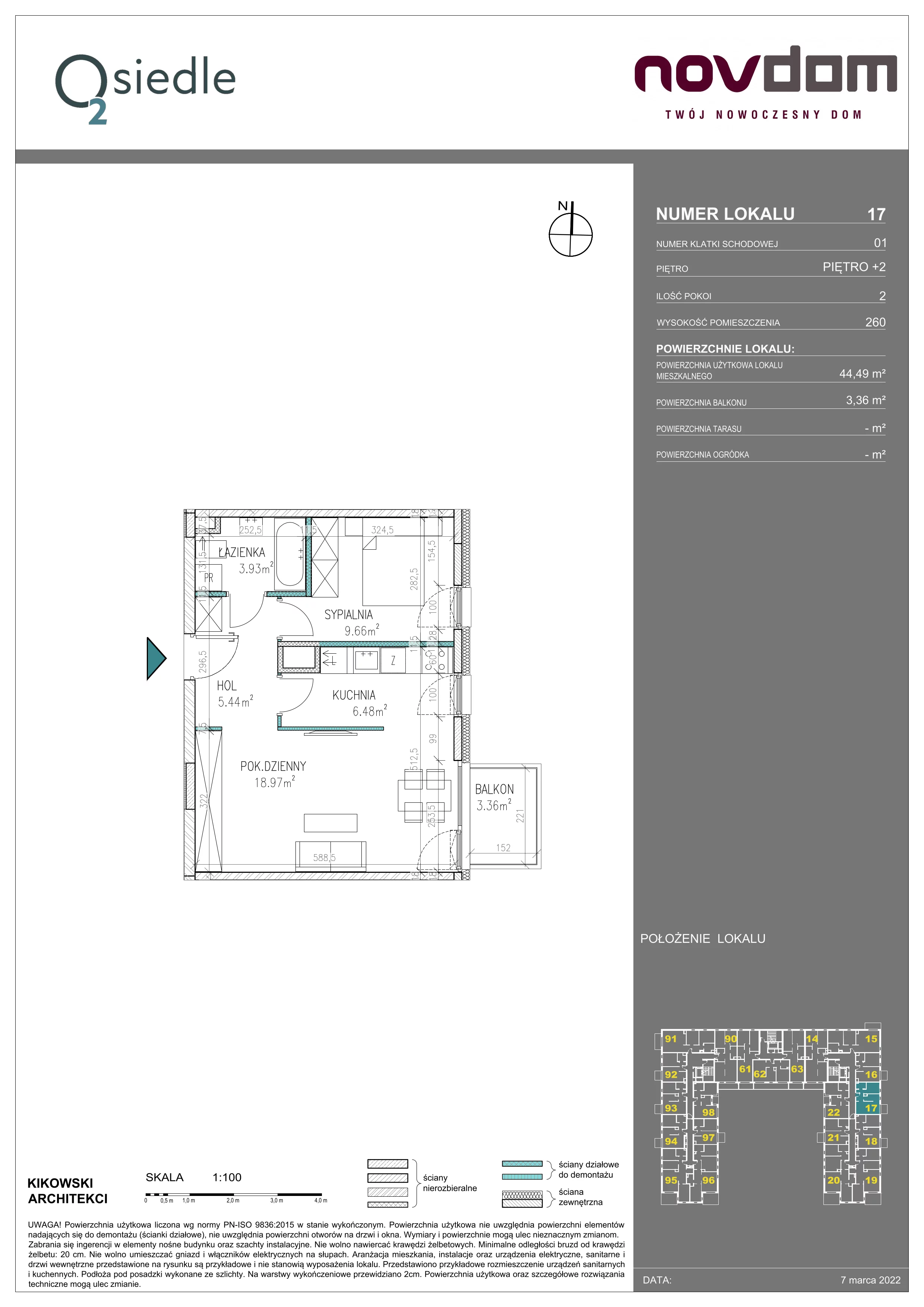 2 pokoje, apartament 44,49 m², piętro 2, oferta nr B/17, Osiedle O2, Płońsk, ul. Klonowa