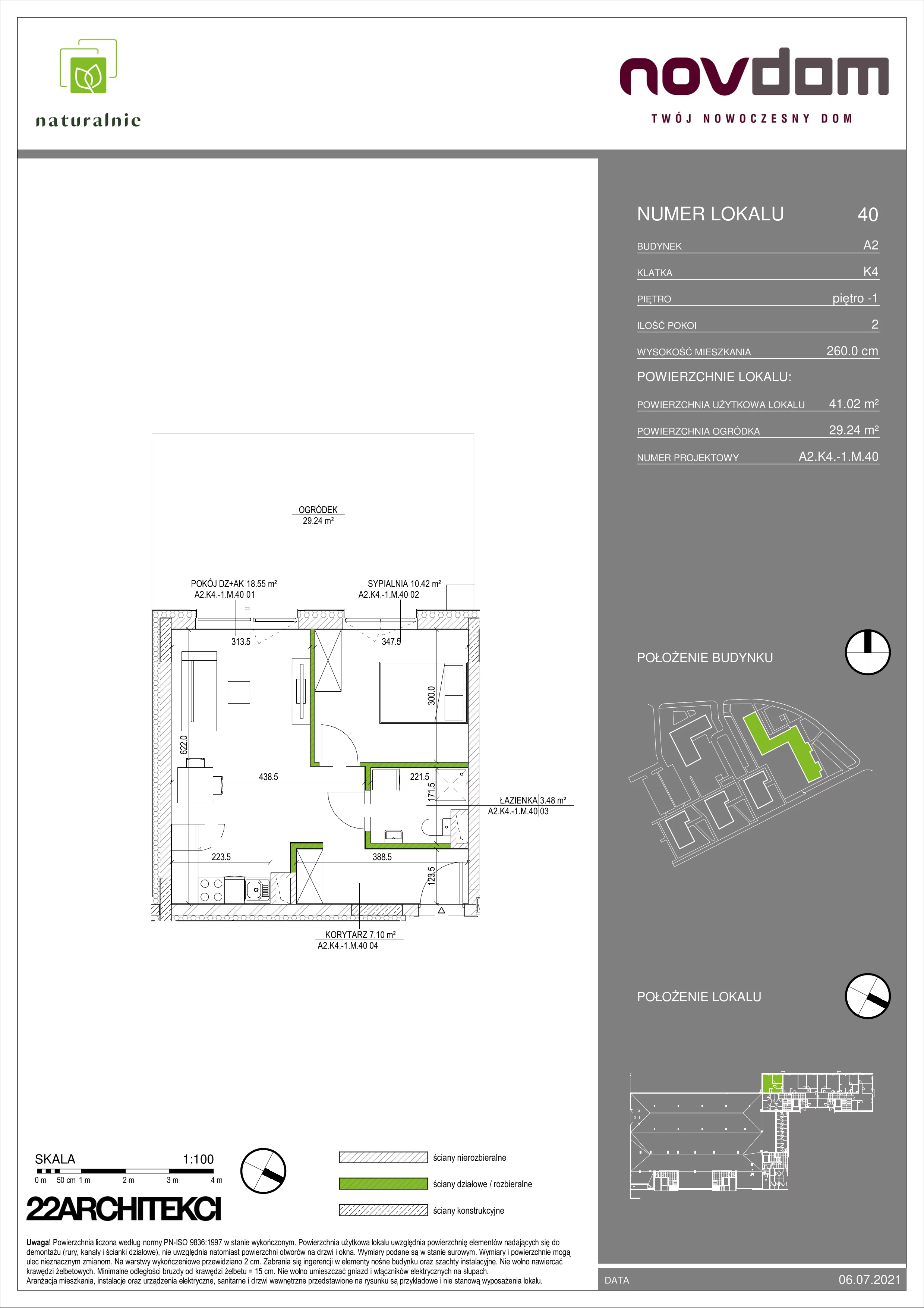 Apartament 40,62 m², parter, oferta nr A2/40, Osiedle Naturalnie, Mława, ul. Nowowiejskiego