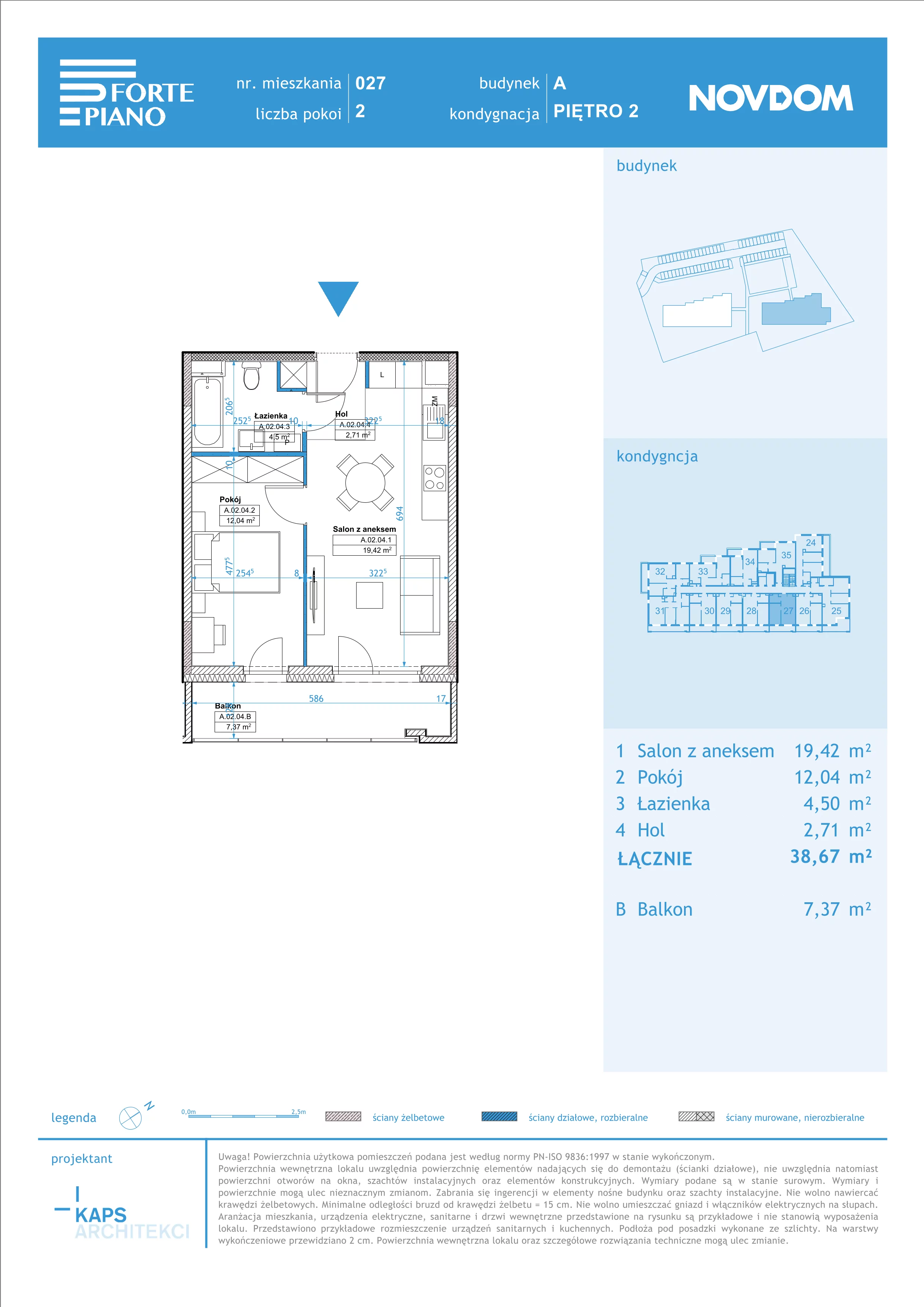 Apartament 38,67 m², piętro 2, oferta nr A/27, Forte Piano, Ostrołęka, ul. Ostrołęckich Harcerzy