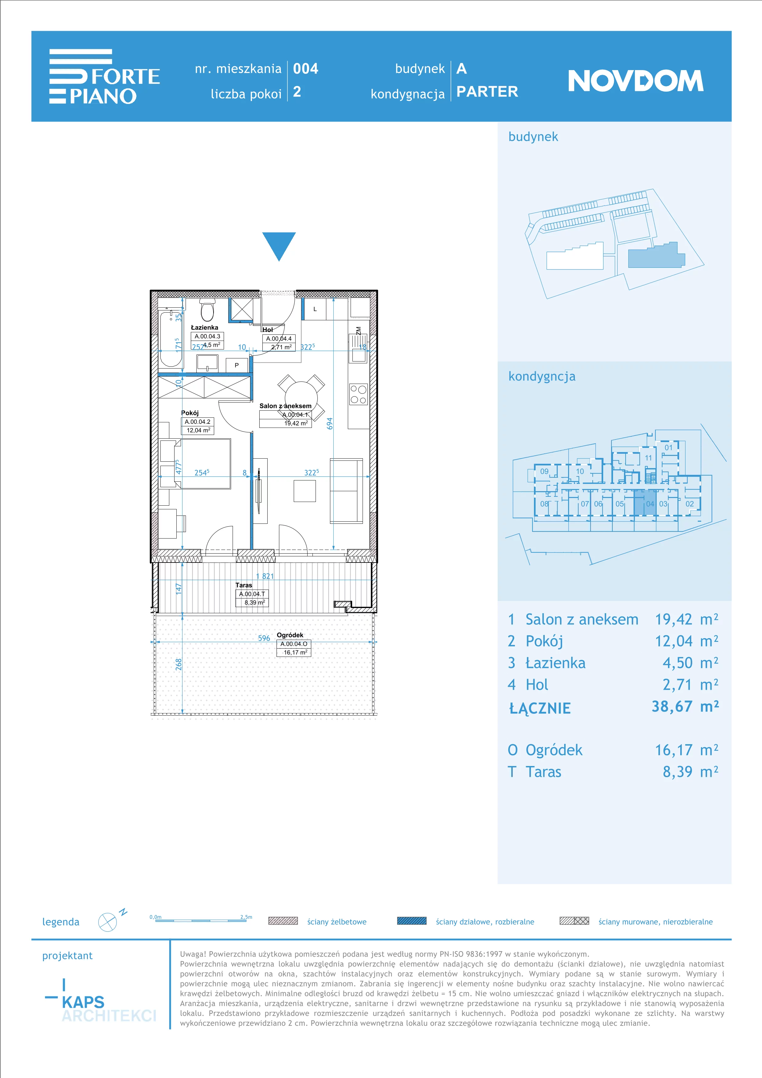 Apartament 38,67 m², parter, oferta nr A/4, Forte Piano, Ostrołęka, ul. Ostrołęckich Harcerzy