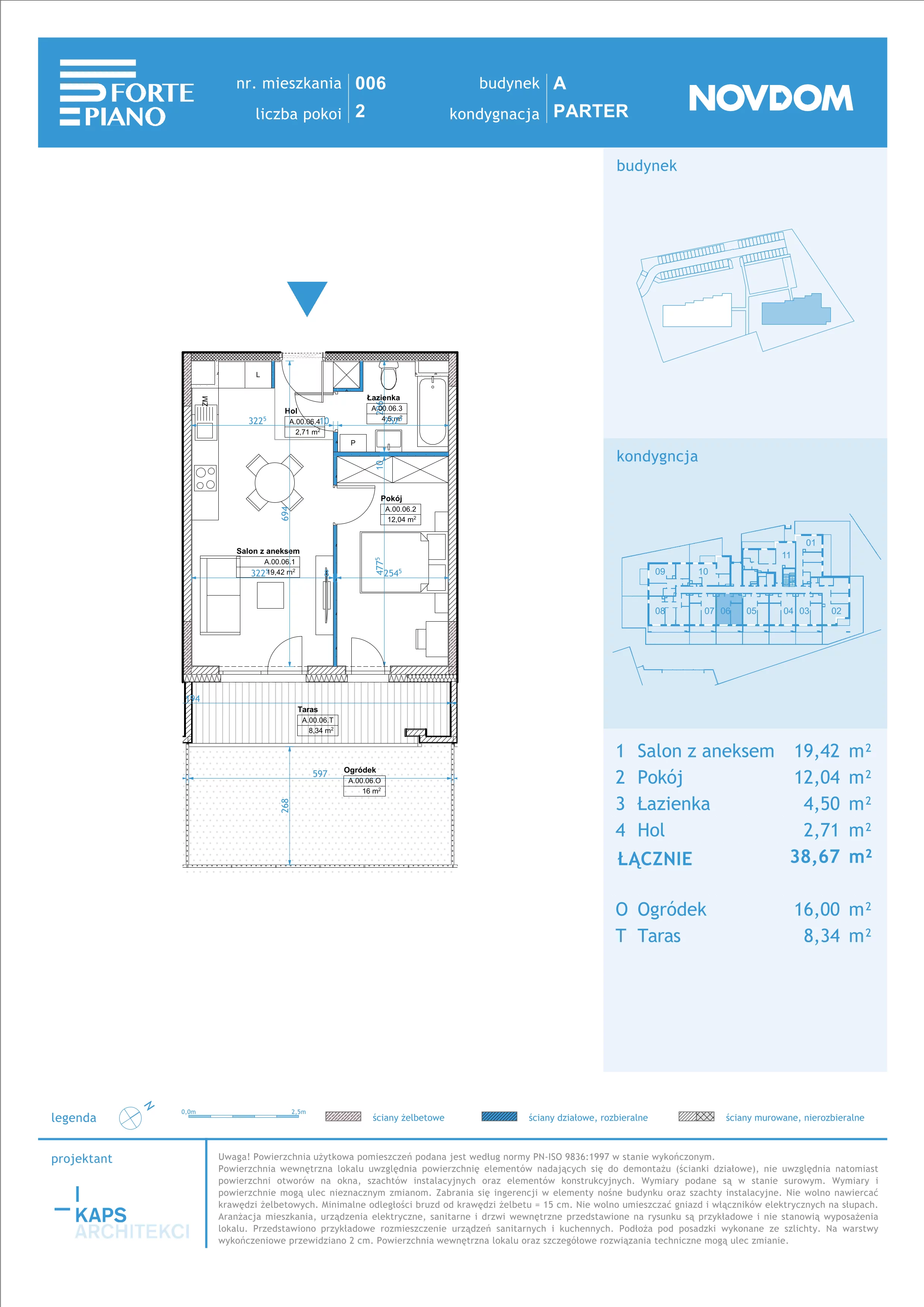 Apartament 38,67 m², parter, oferta nr A/6, Forte Piano, Ostrołęka, ul. Ostrołęckich Harcerzy