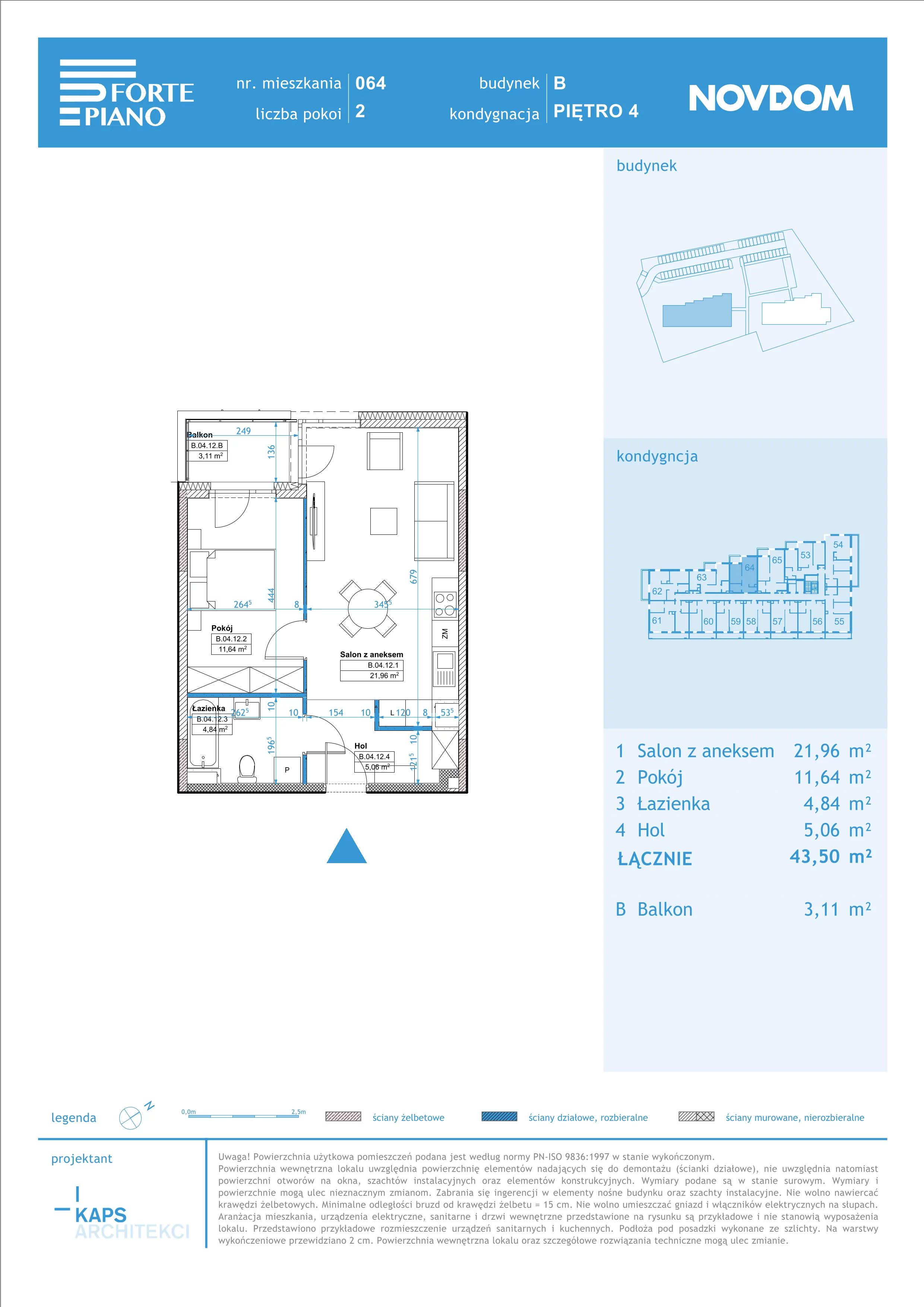 Apartament 43,50 m², piętro 4, oferta nr B/64, Forte Piano, Ostrołęka, ul. Ostrołęckich Harcerzy-idx