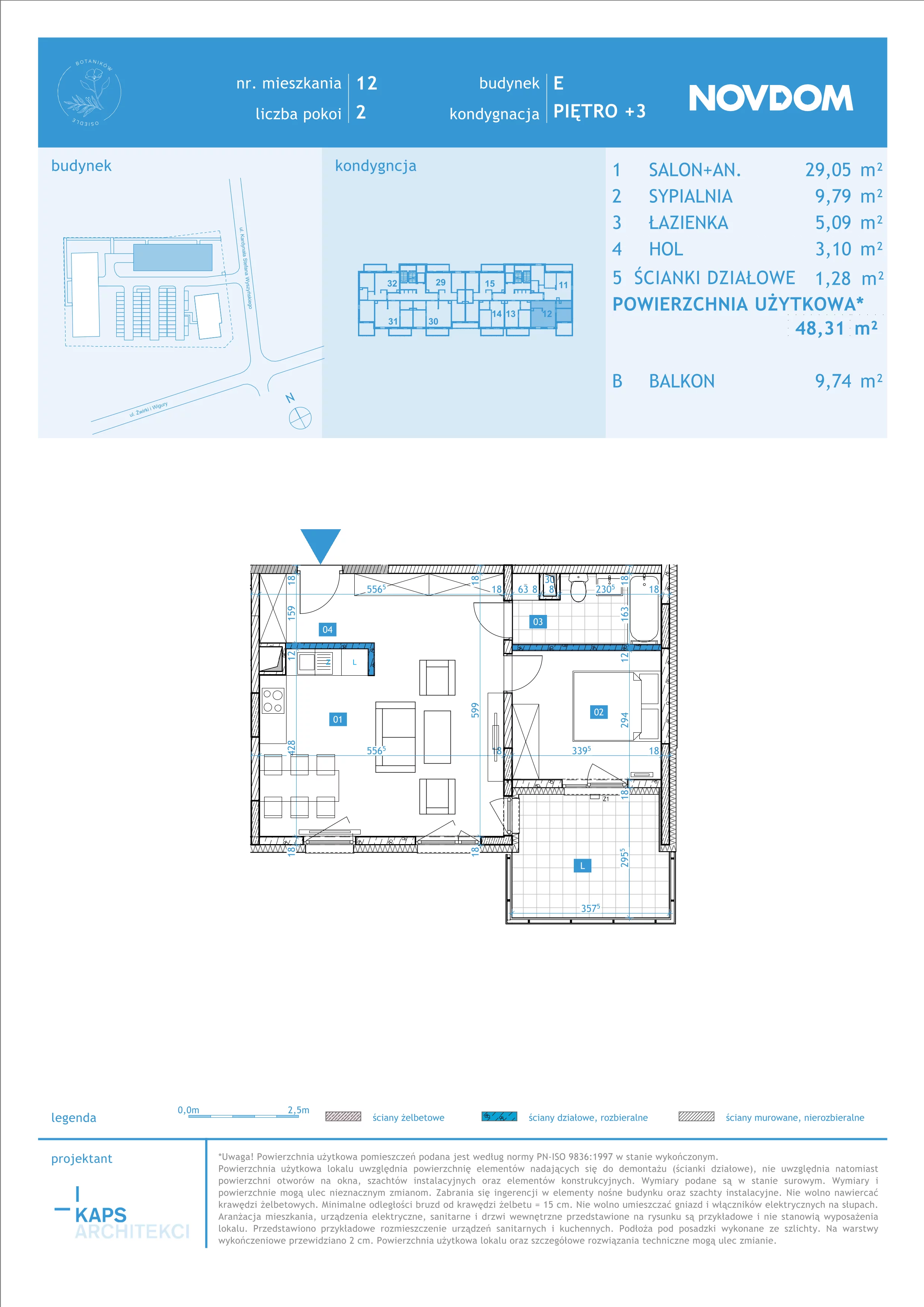 Apartament 48,31 m², piętro 3, oferta nr E/12, Osiedle Botaników EF, Przasnysz, ul. Św. Krzysztofa