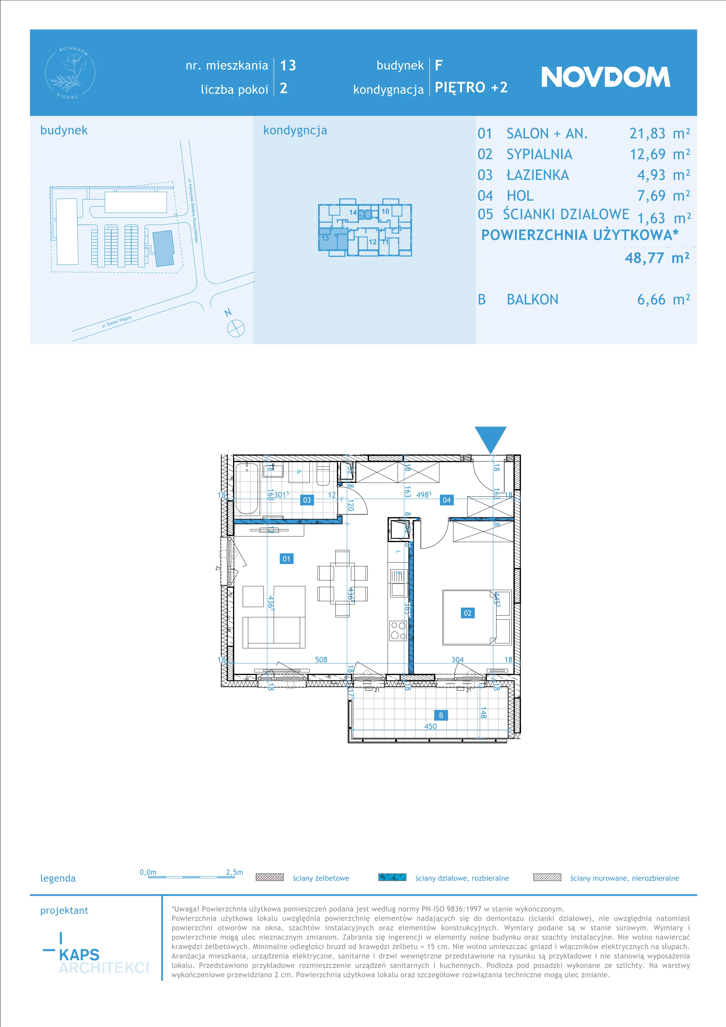 Apartament 48,77 m², piętro 2, oferta nr F/13, Osiedle Botaników EF, Przasnysz, ul. Św. Krzysztofa