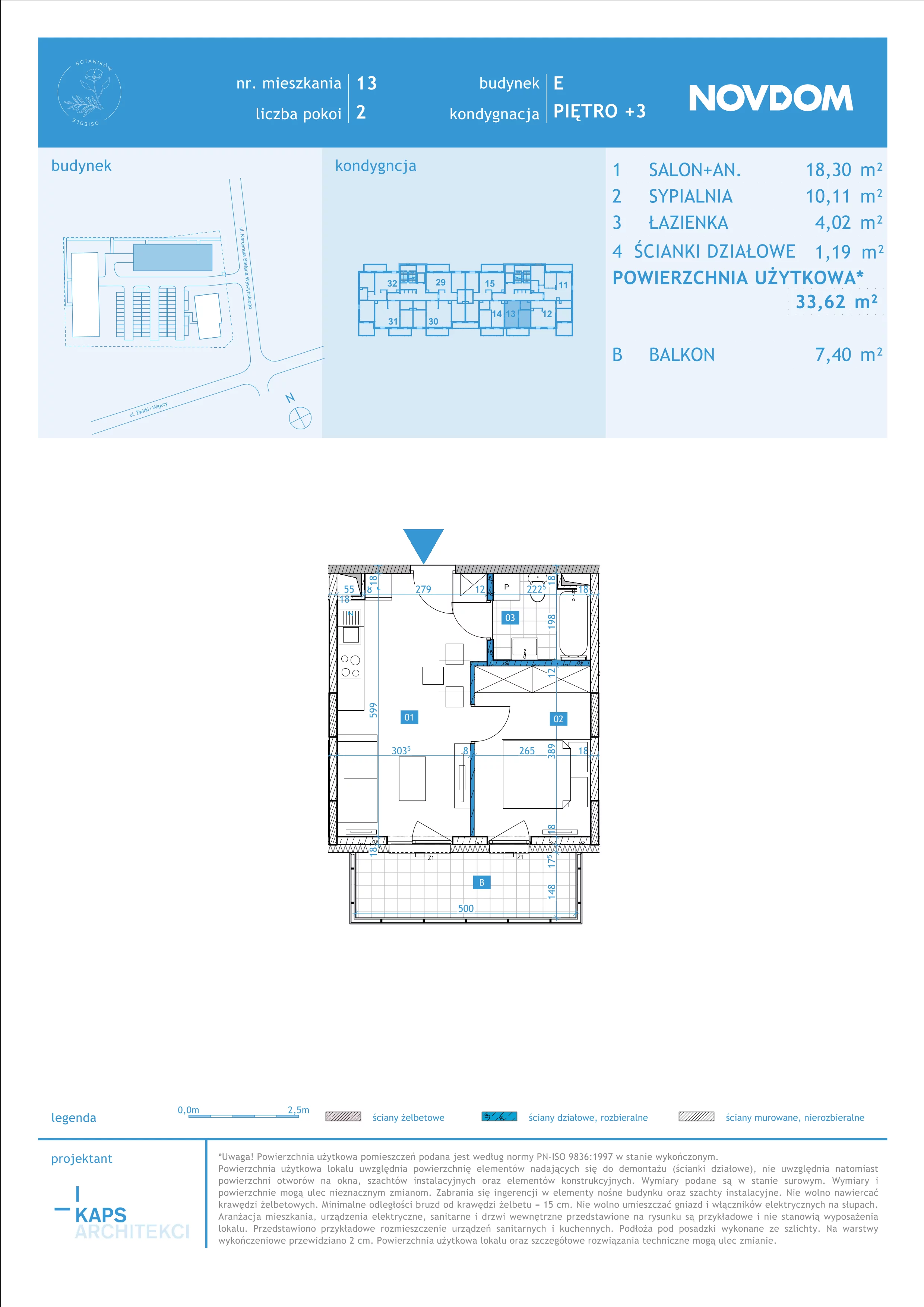 Apartament 33,62 m², piętro 3, oferta nr E/13, Osiedle Botaników EF, Przasnysz, ul. Św. Krzysztofa