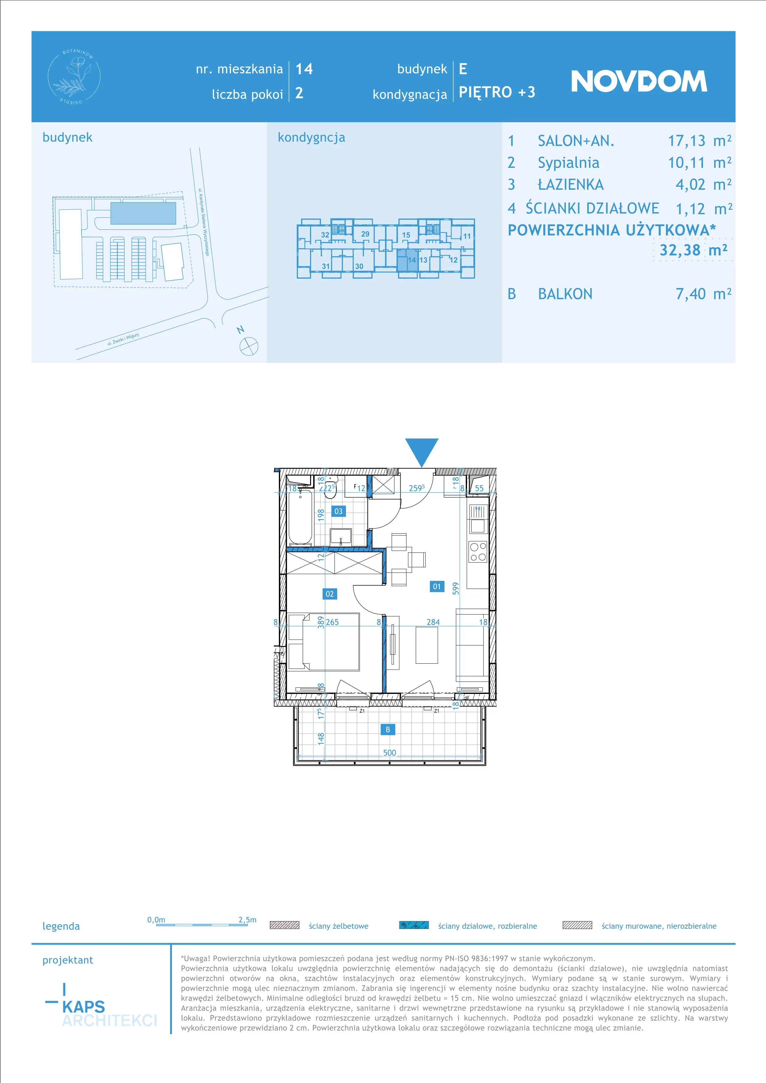 Apartament 32,38 m², piętro 3, oferta nr E/14, Osiedle Botaników EF, Przasnysz, ul. Św. Krzysztofa