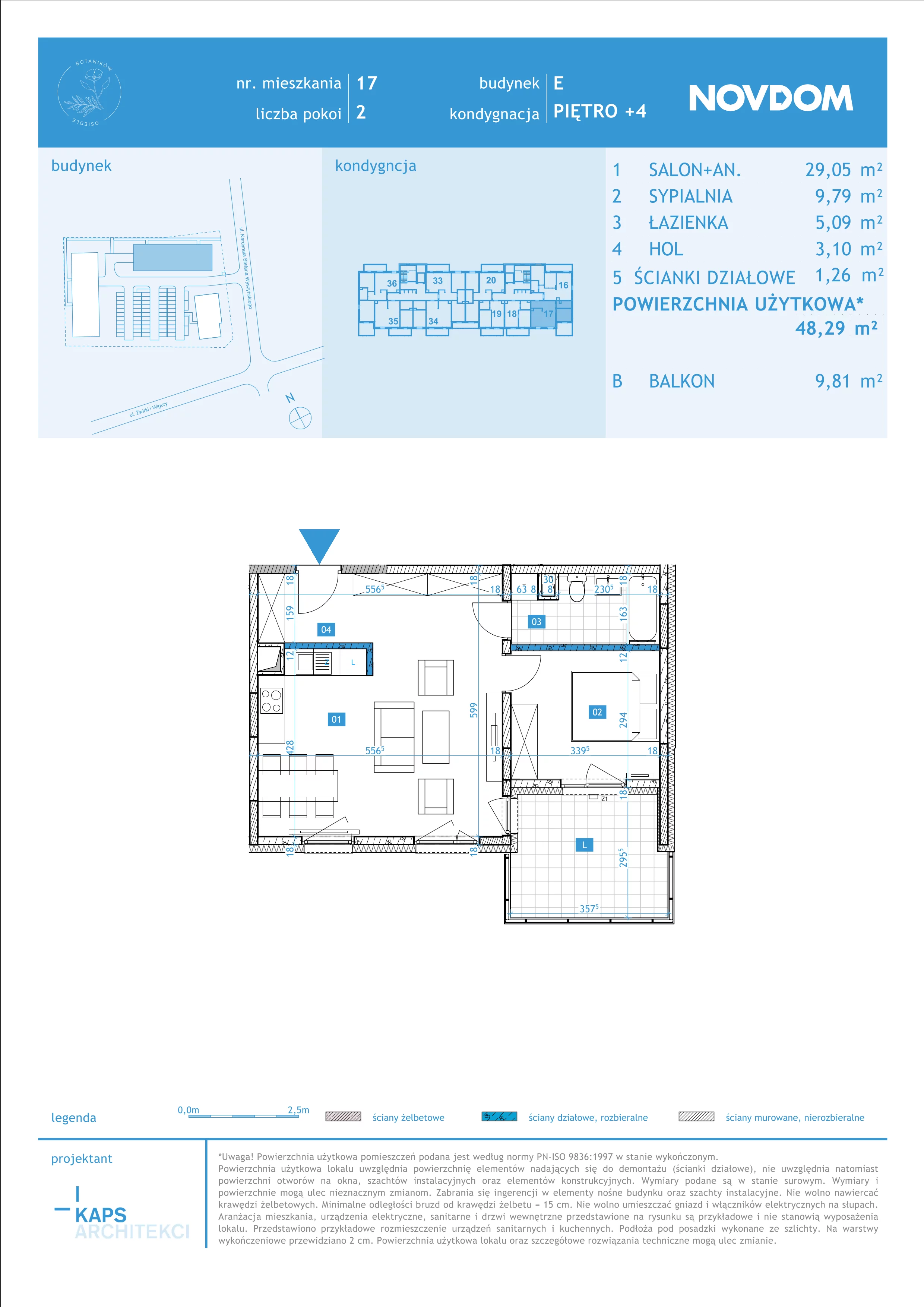 Apartament 48,29 m², piętro 4, oferta nr E/17, Osiedle Botaników EF, Przasnysz, ul. Św. Krzysztofa