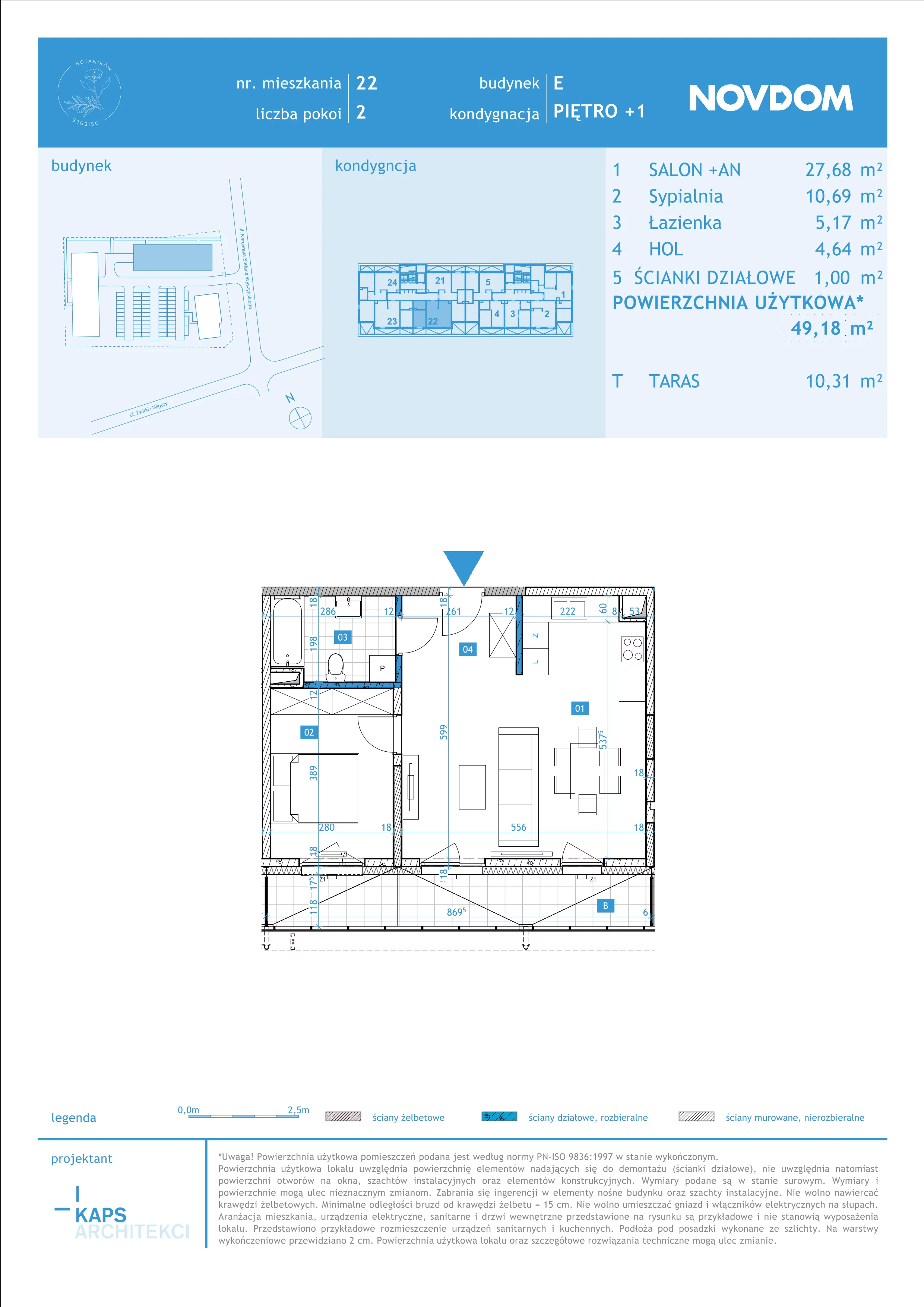 Apartament 49,18 m², piętro 1, oferta nr E/22, Osiedle Botaników EF, Przasnysz, ul. Św. Krzysztofa