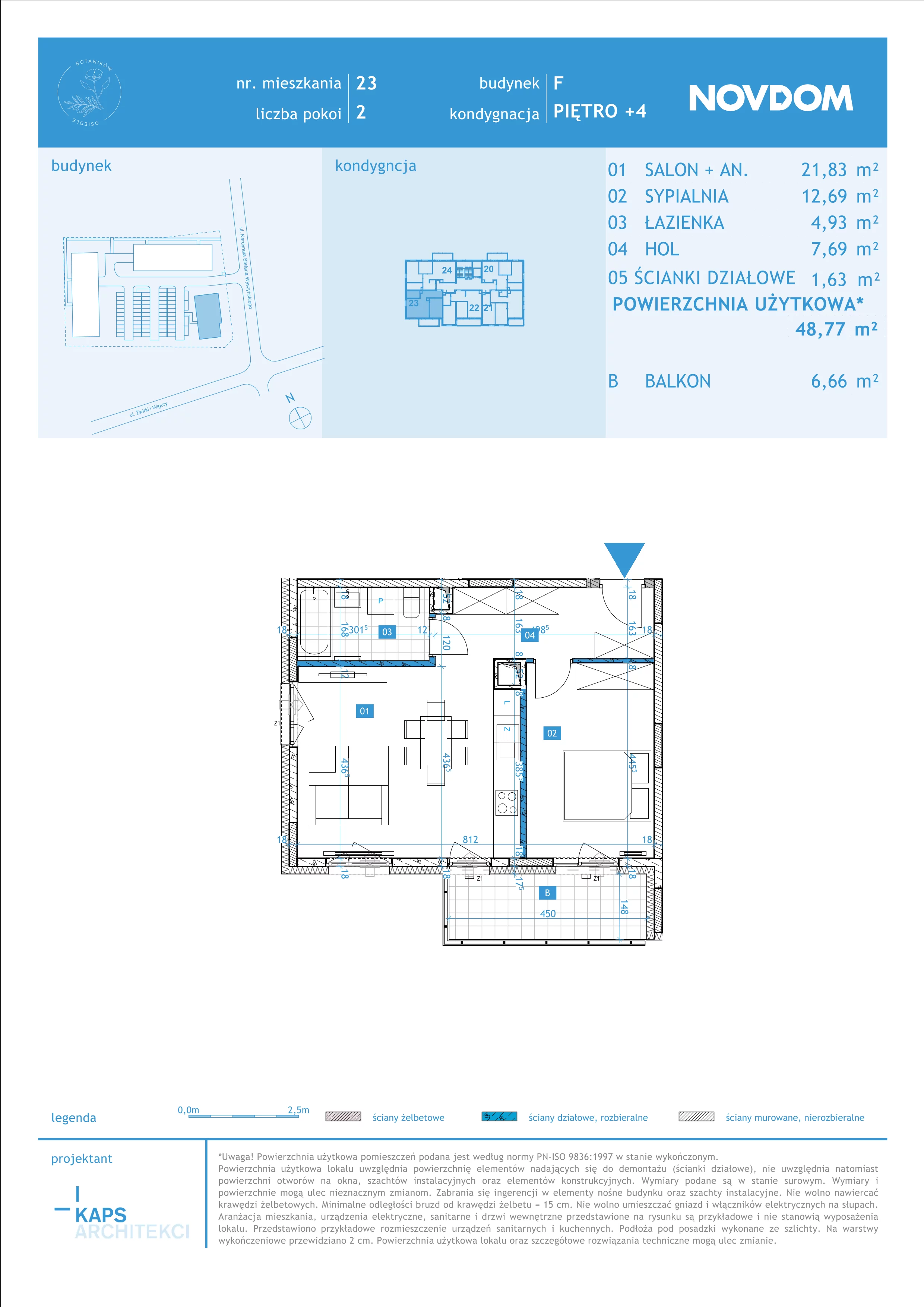 Apartament 48,77 m², piętro 4, oferta nr F/23, Osiedle Botaników EF, Przasnysz, ul. Św. Krzysztofa