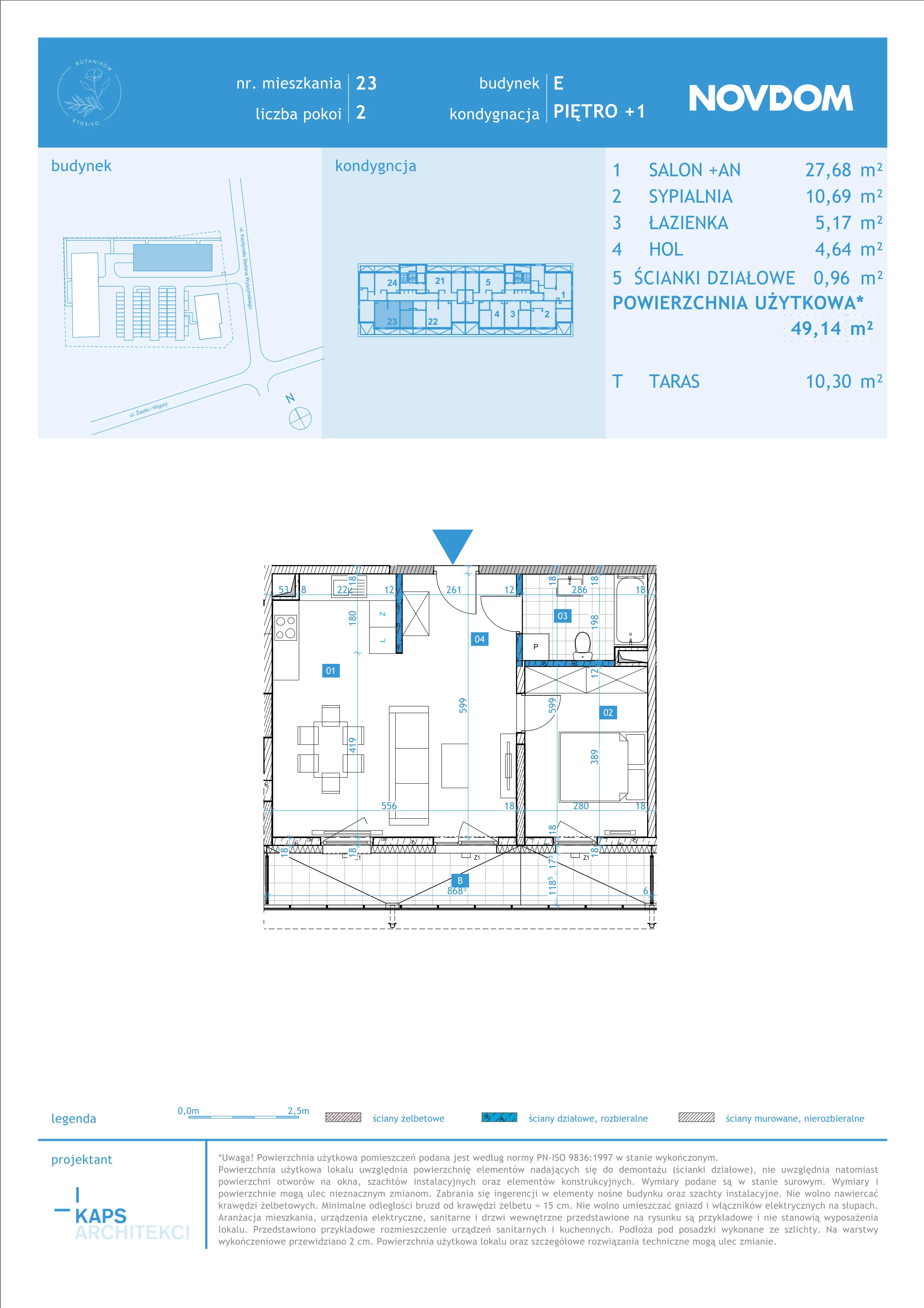 Apartament 49,14 m², piętro 1, oferta nr E/23, Osiedle Botaników EF, Przasnysz, ul. Św. Krzysztofa